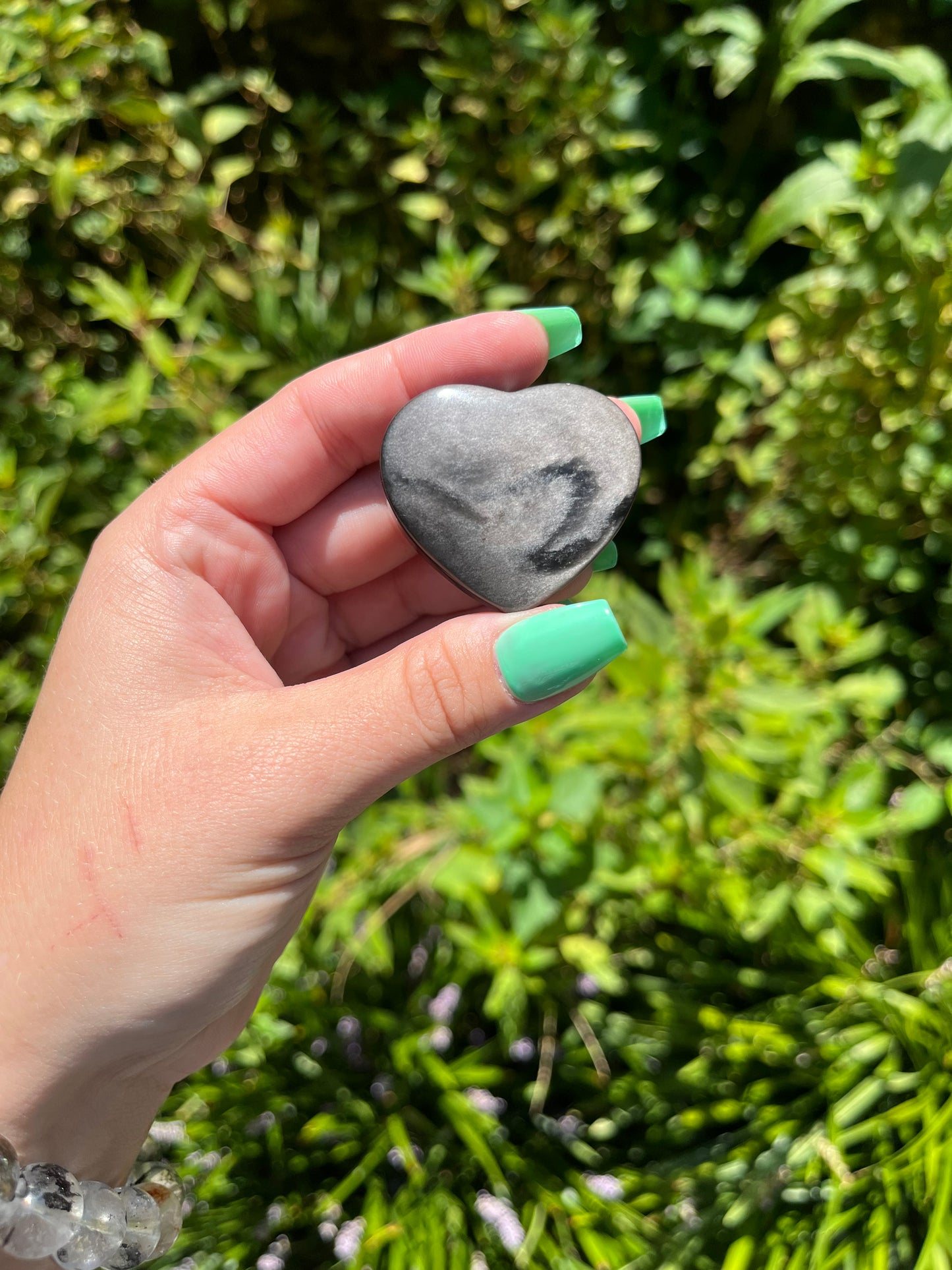 Silver Sheen Obsidian Hearts