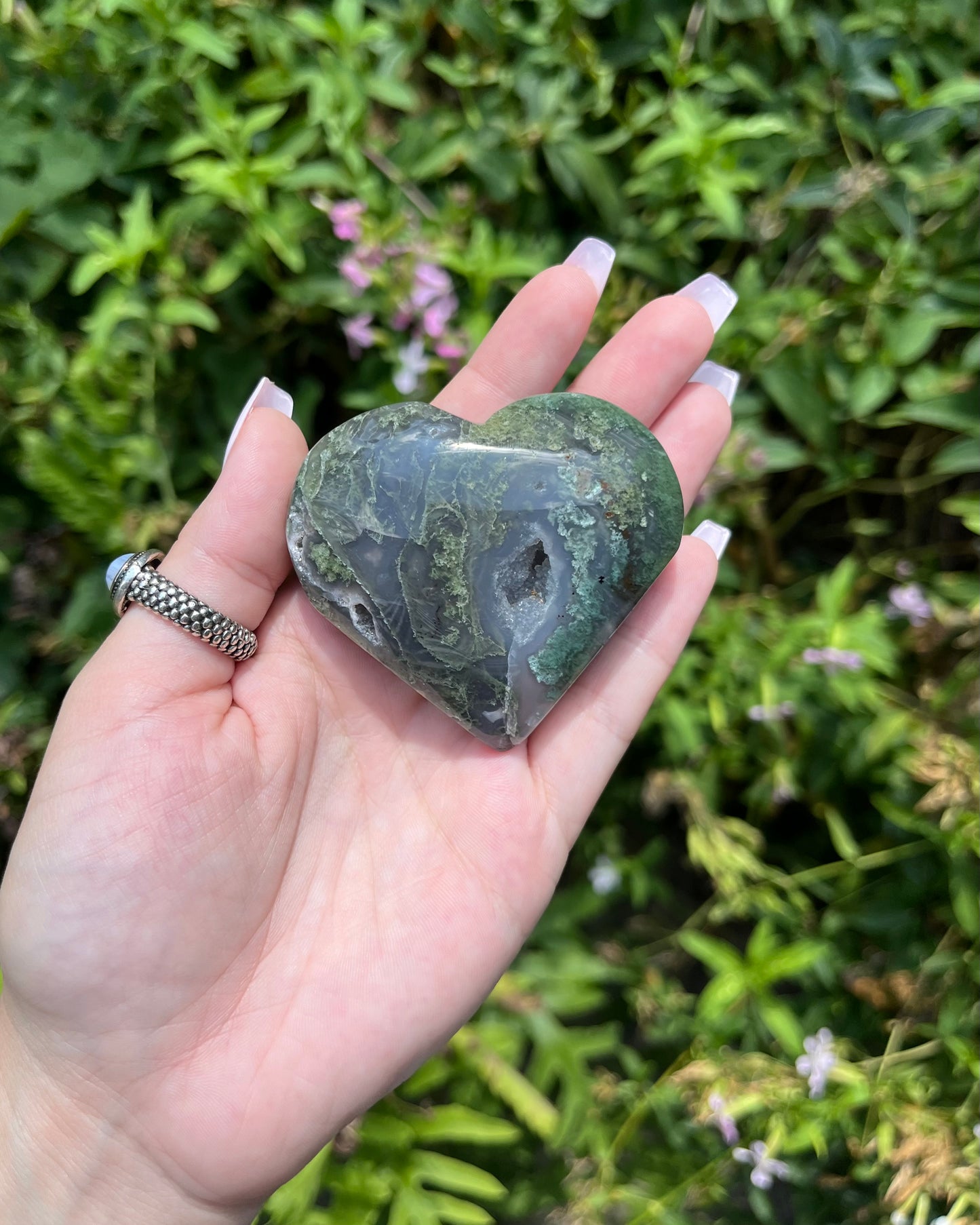 Moss Agate Hearts