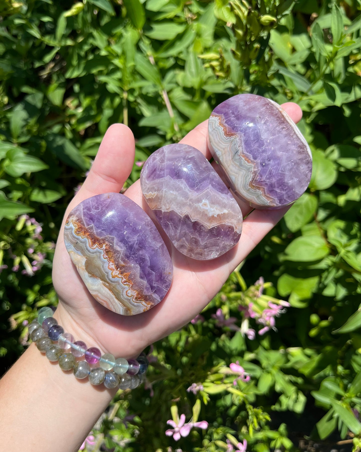 Amethyst Agate Palm Stones