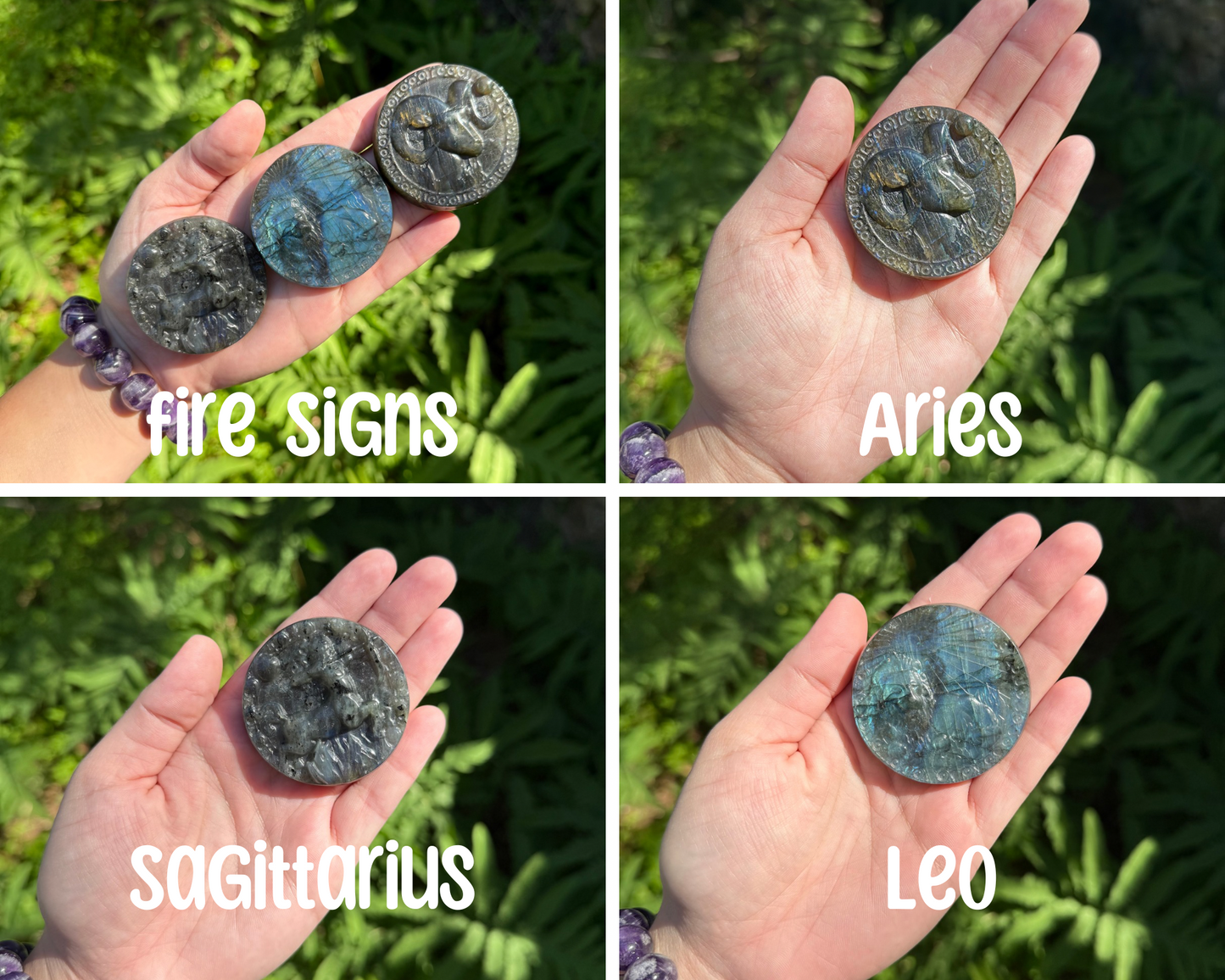 Labradorite Zodiac Carvings