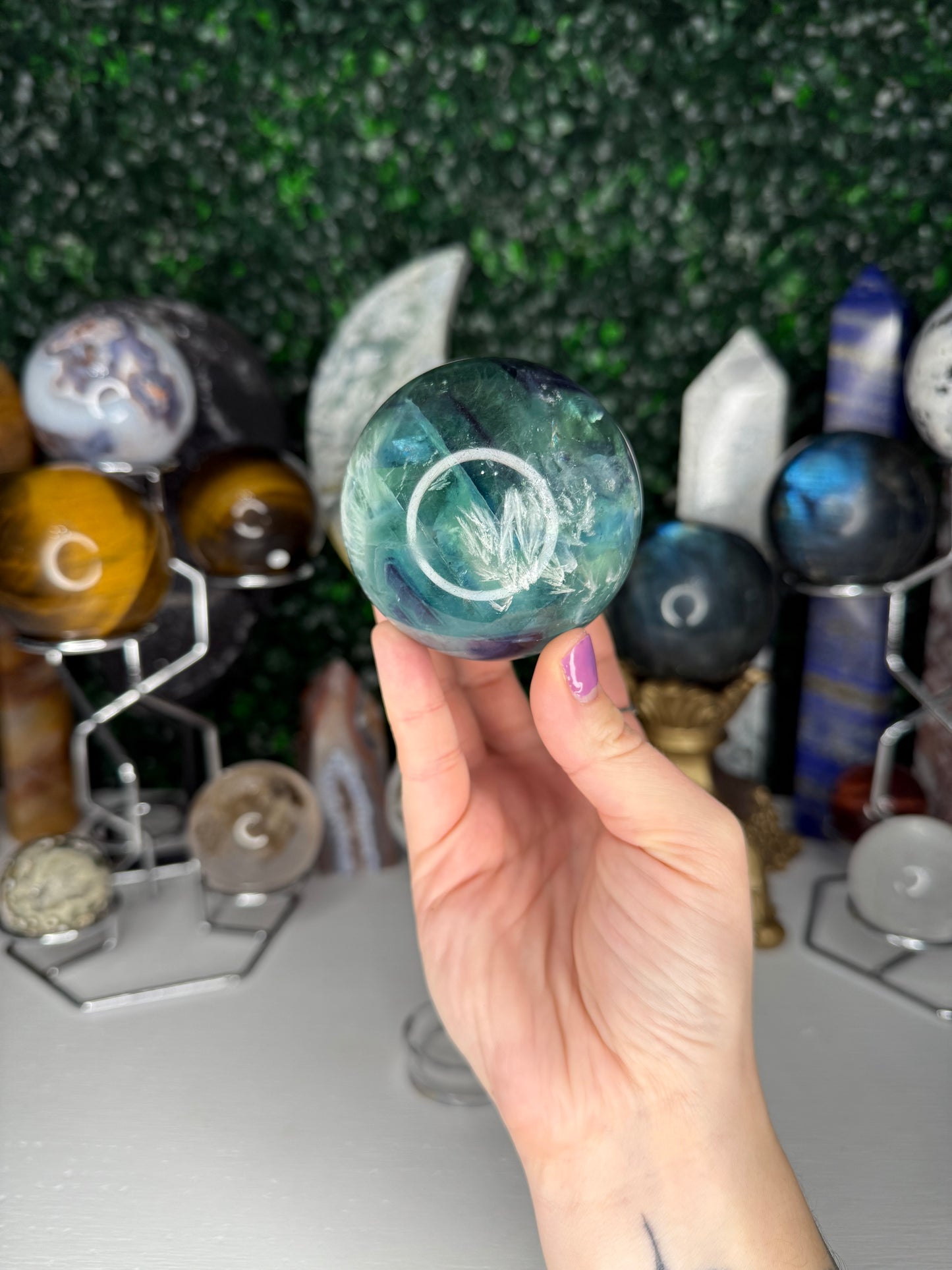 Feather Fluorite Sphere