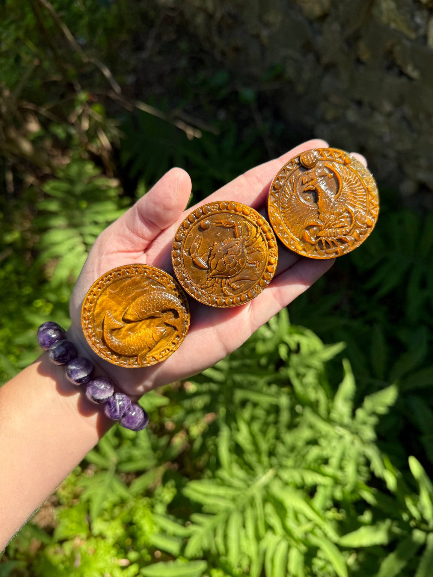 Tiger’s Eye Zodiac Carvings