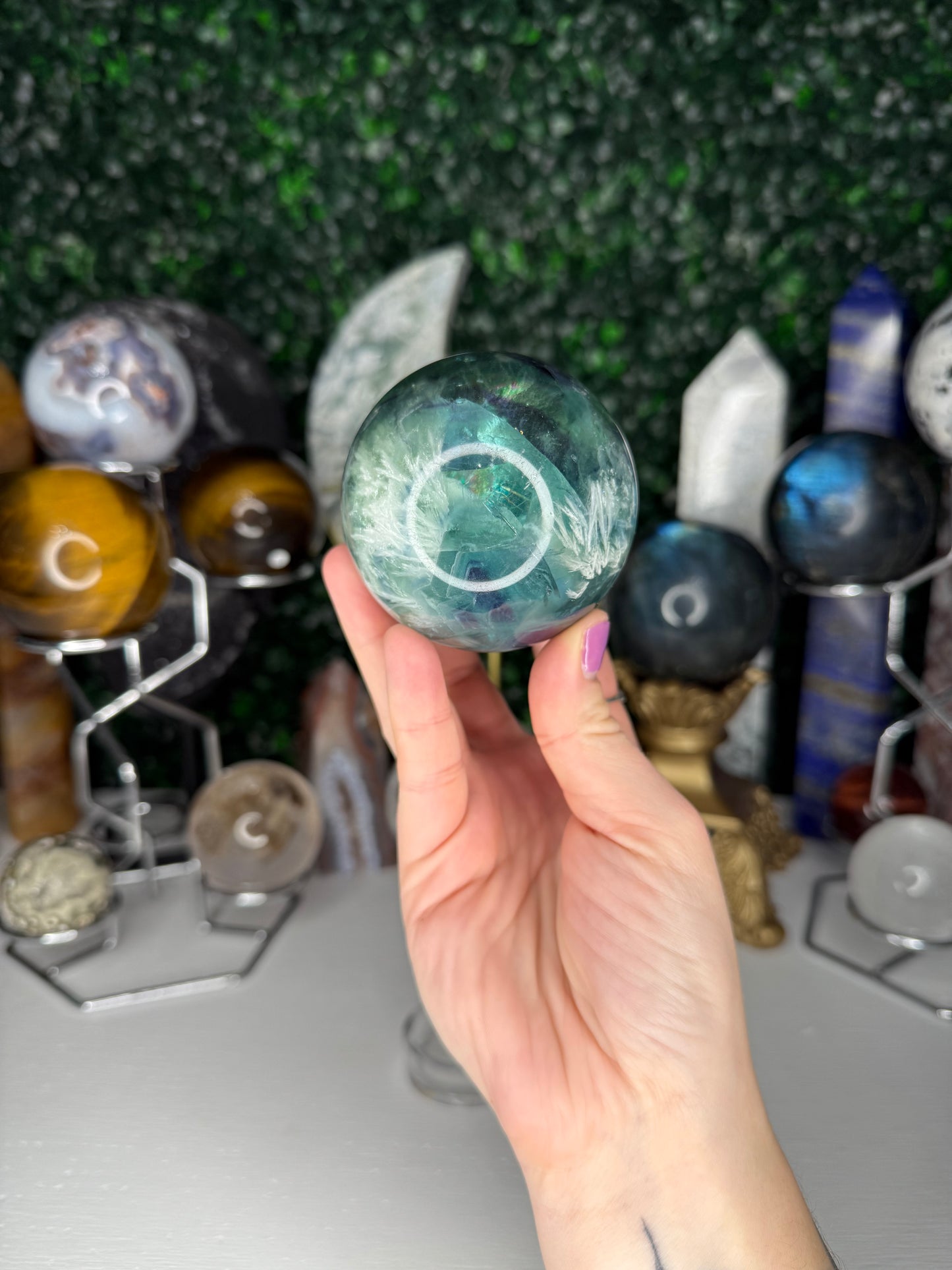 Feather Fluorite Sphere