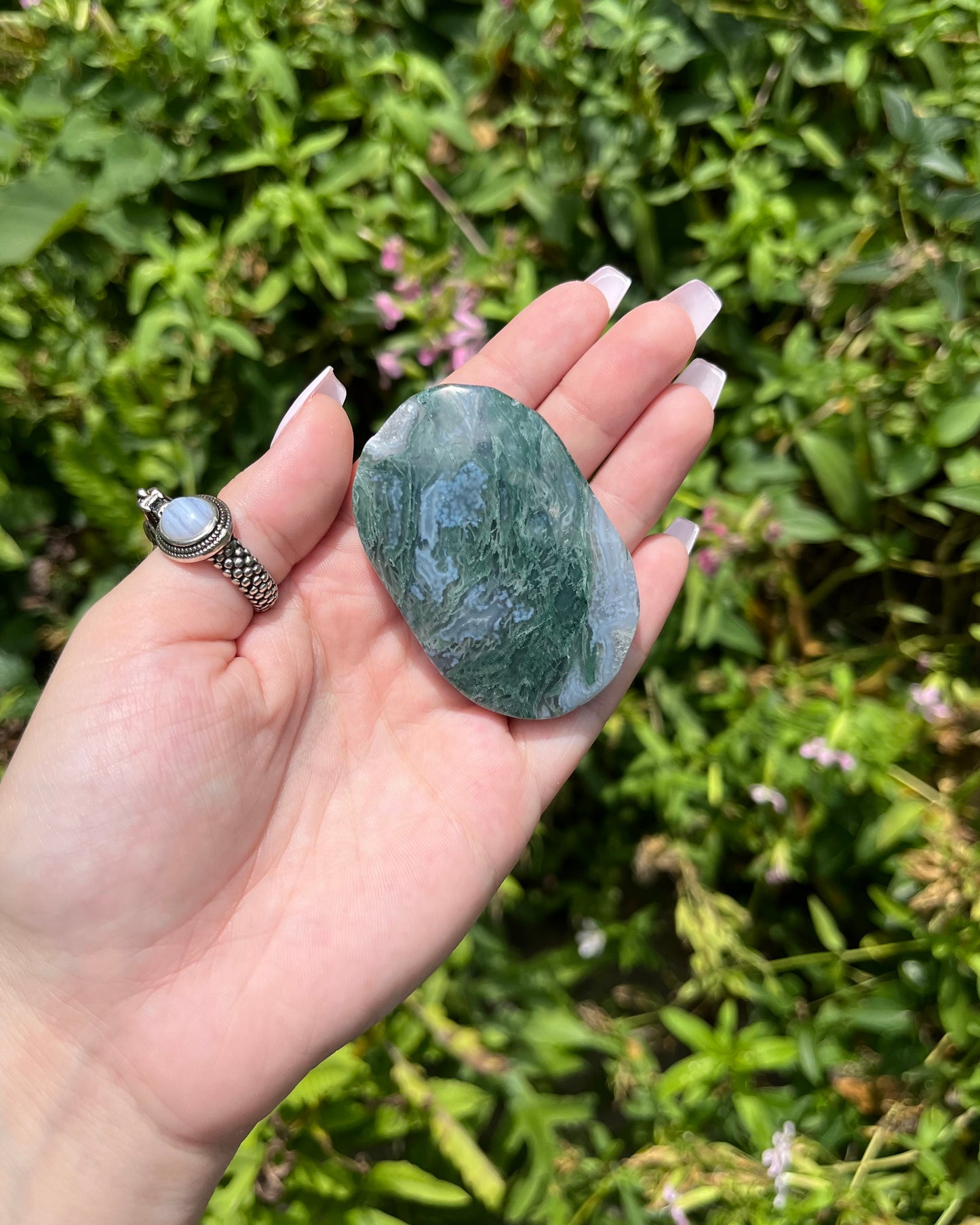 Moss Agate Palm Stones