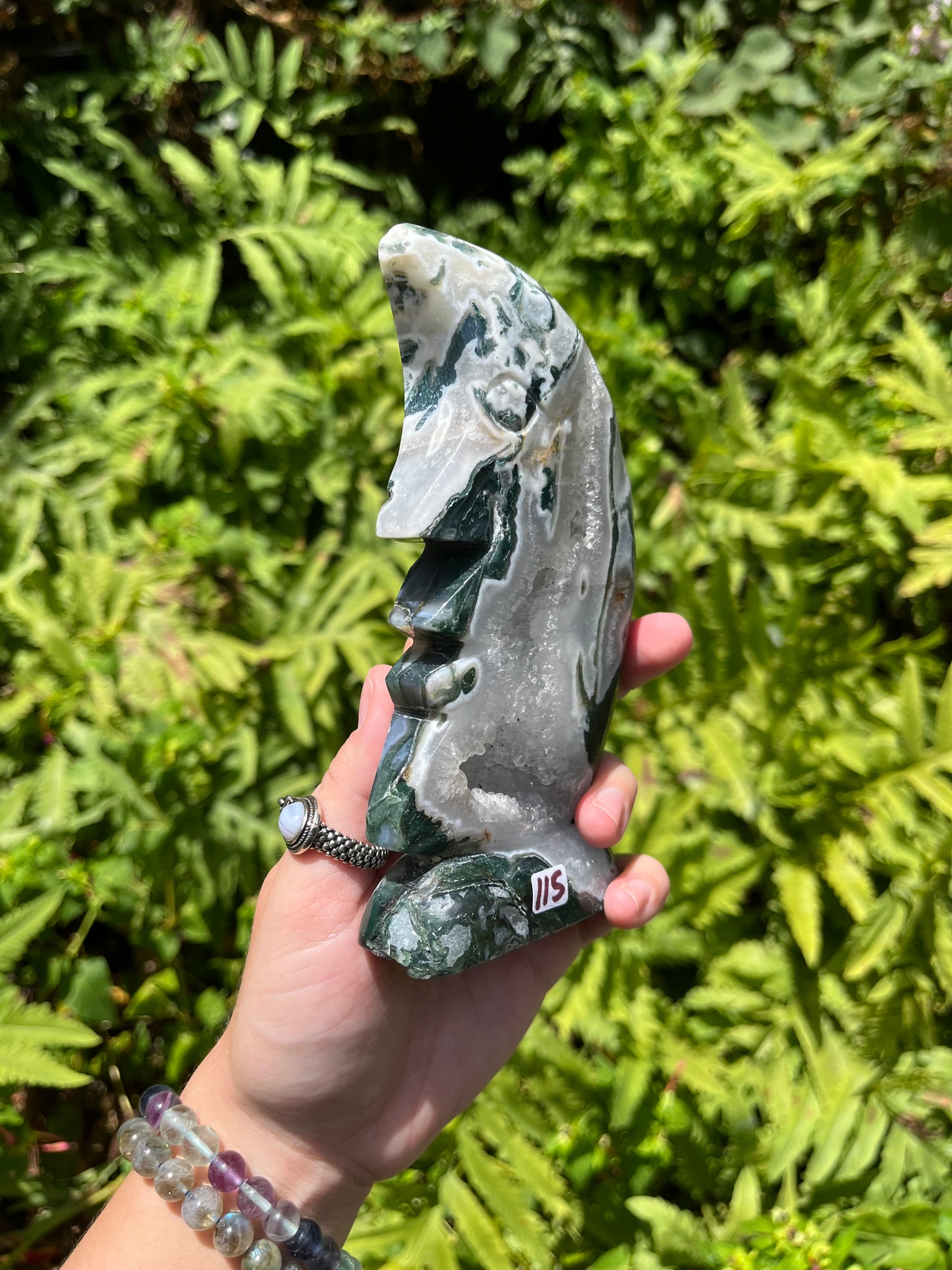 Moss Agate Moon Face