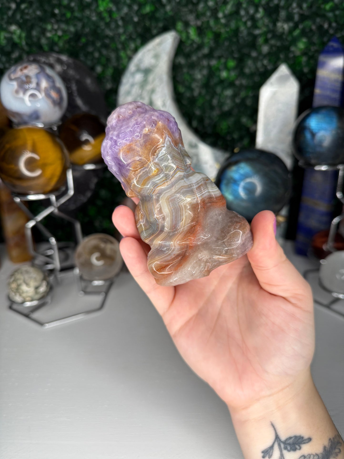 Amethyst Crazy Lace Agate Buddha