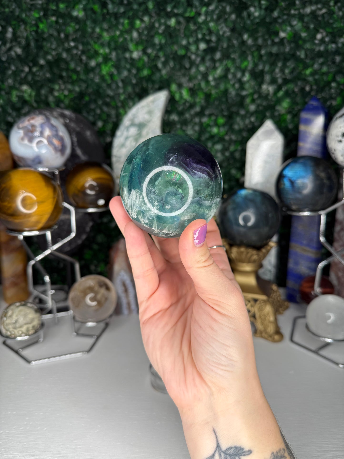 Feather Fluorite Sphere