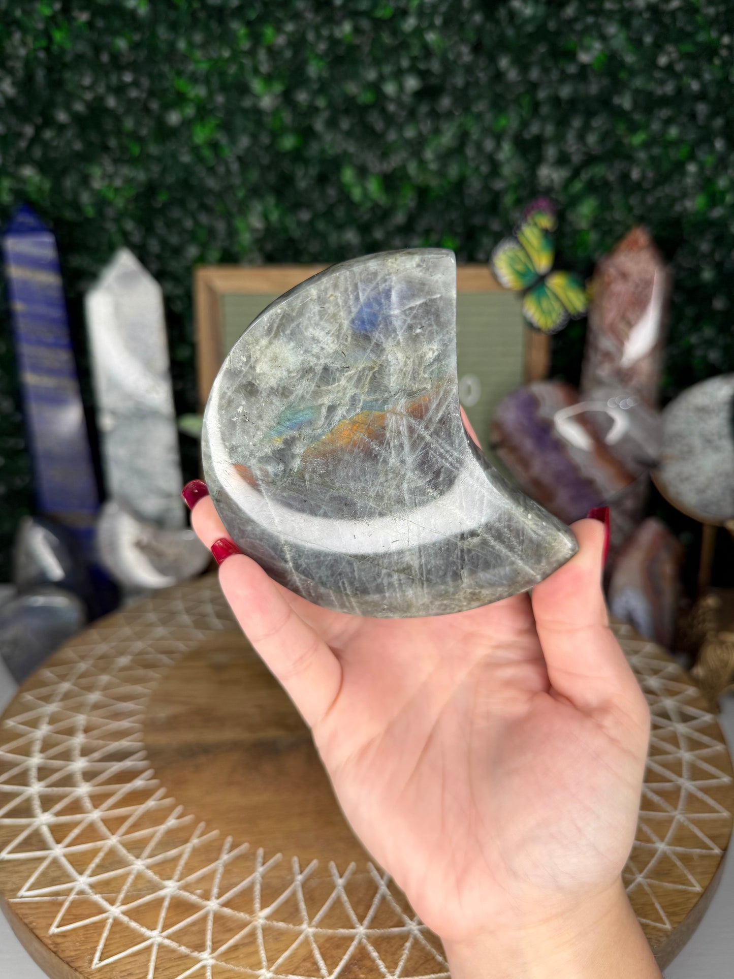 Labradorite Moon Carving