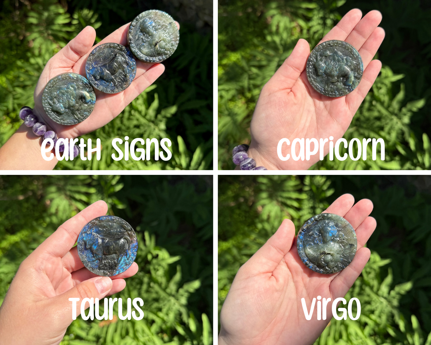 Labradorite Zodiac Carvings