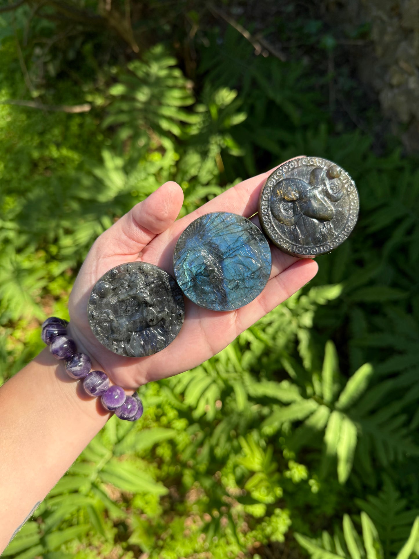 Labradorite Zodiac Carvings