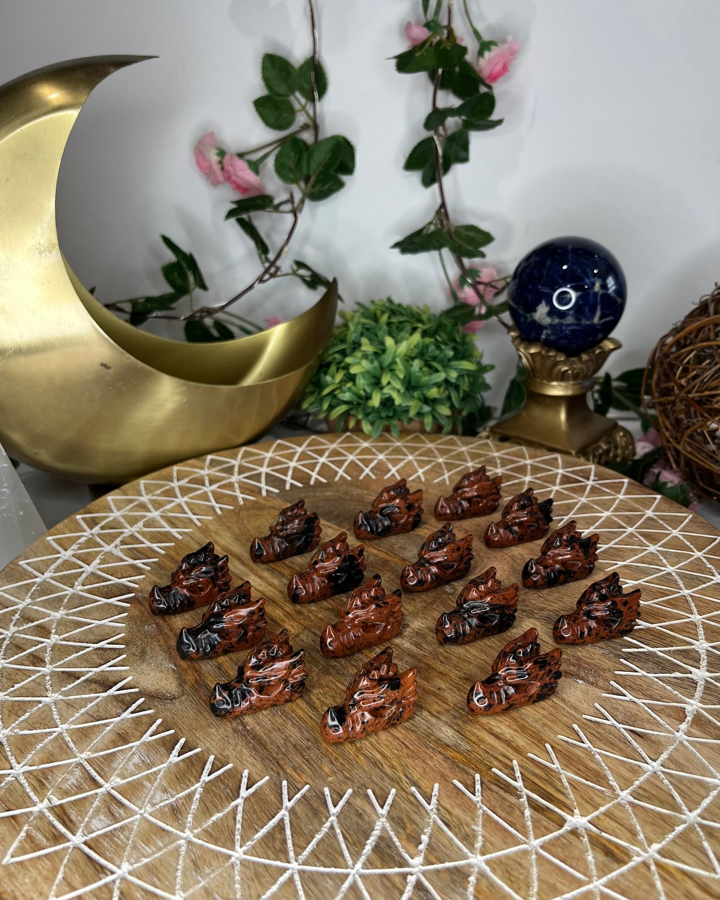 Mahogany Obsidian Dragon Heads