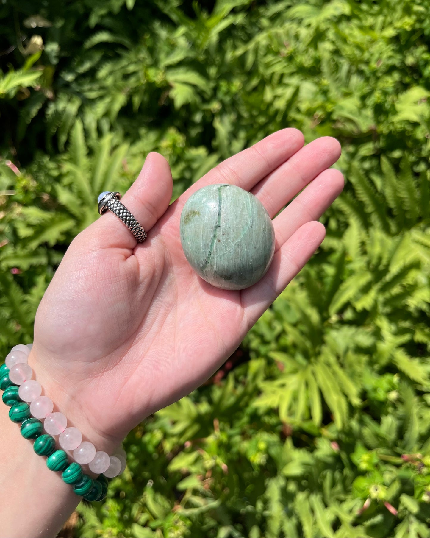 Green Moonstone Palm Stones