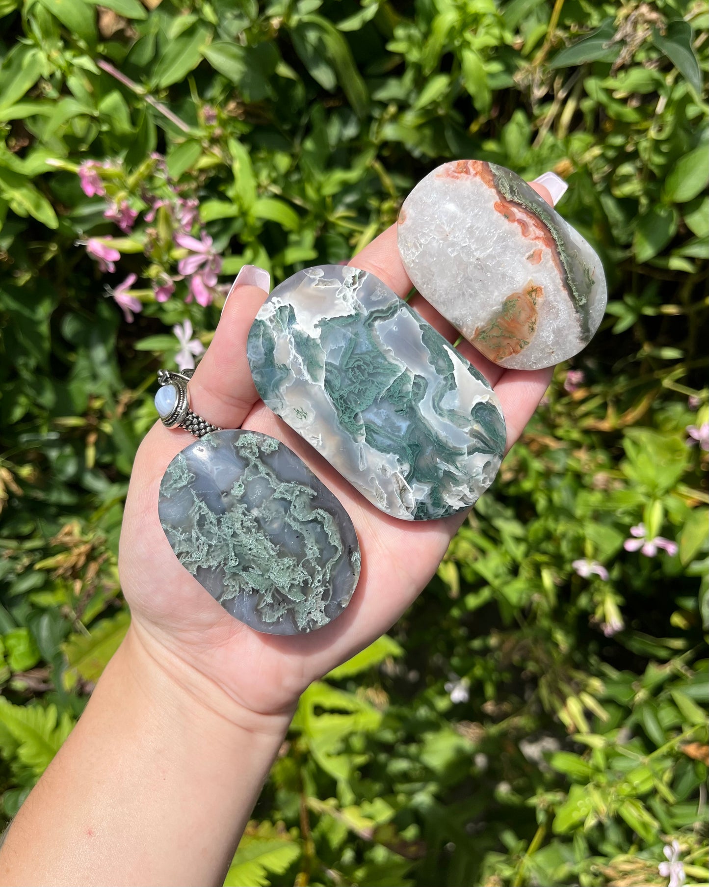 Moss Agate Palm Stones