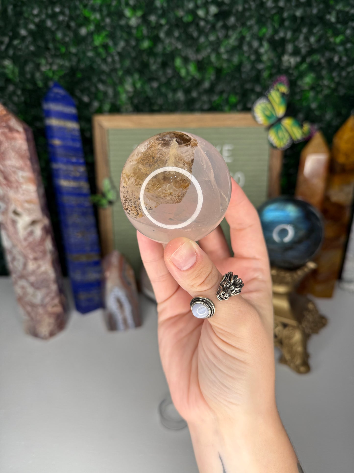 Dendritic Rose Quartz Sphere