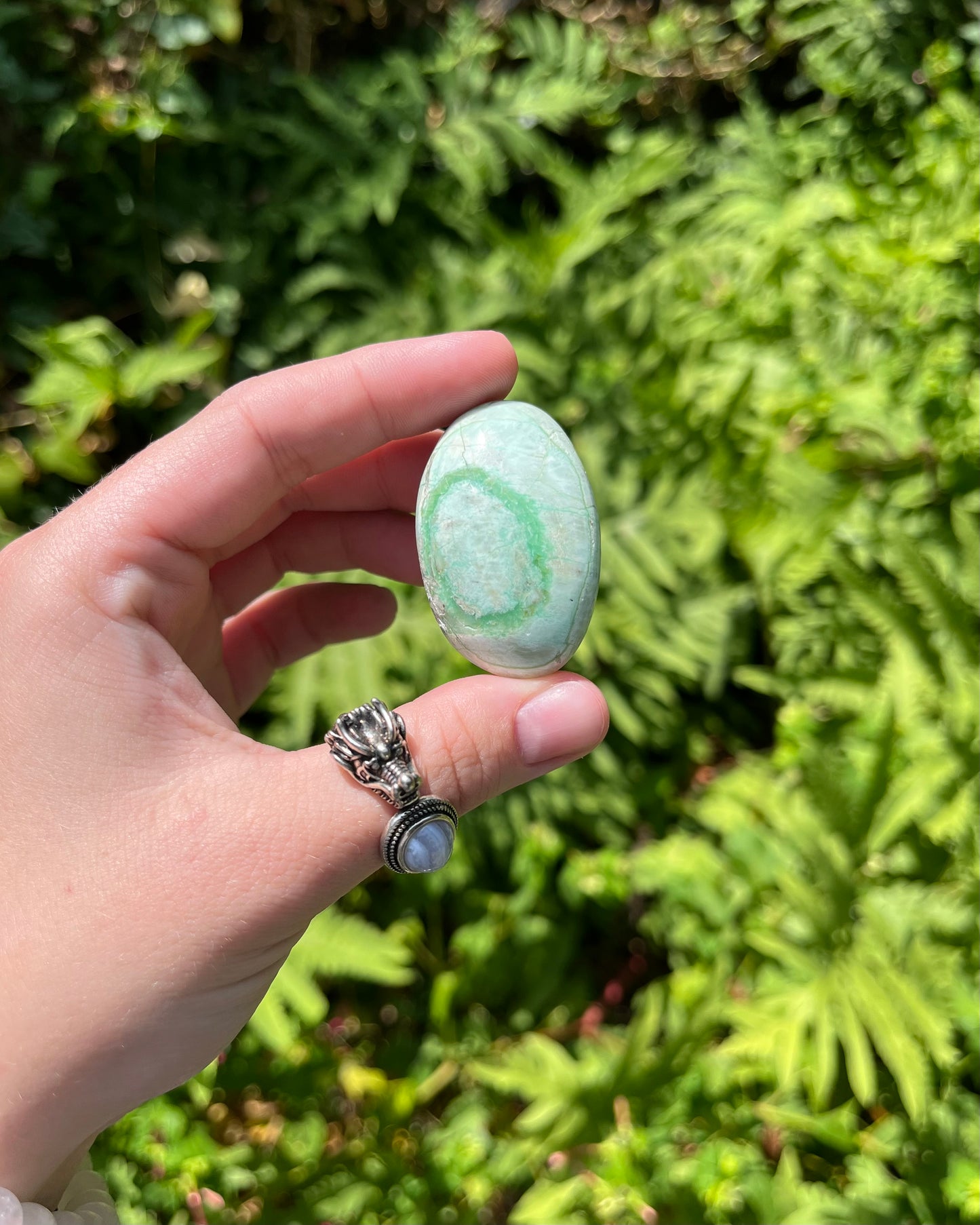 Green Moonstone Palm Stones