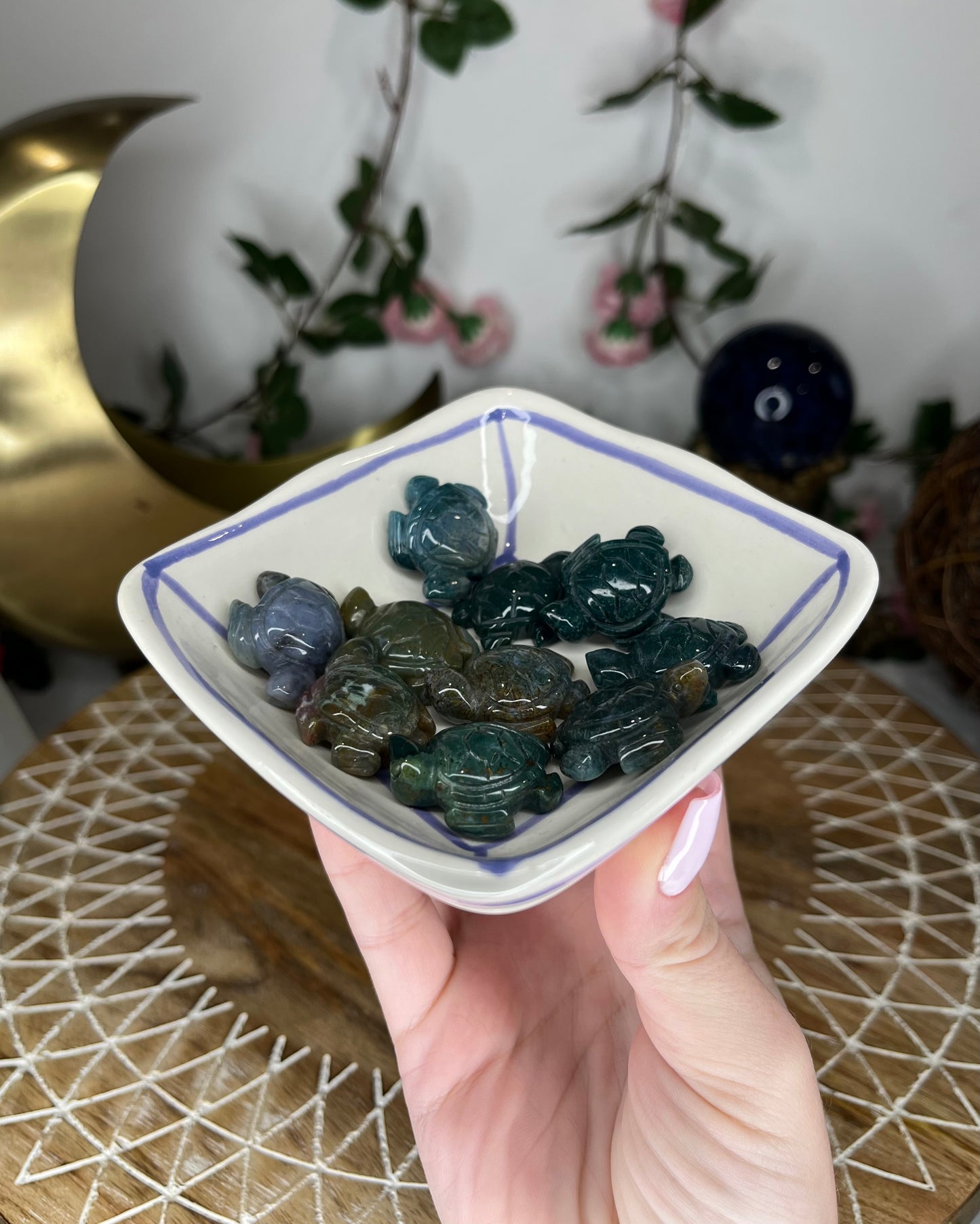 Mini Moss Agate Sea Turtles