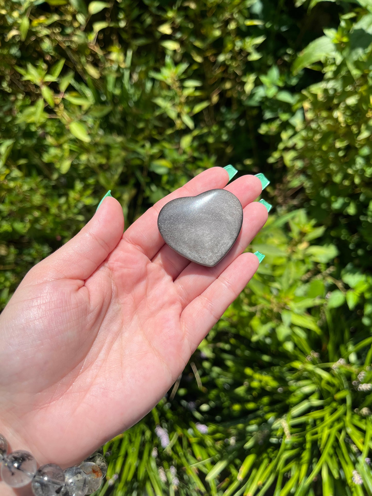 Silver Sheen Obsidian Hearts