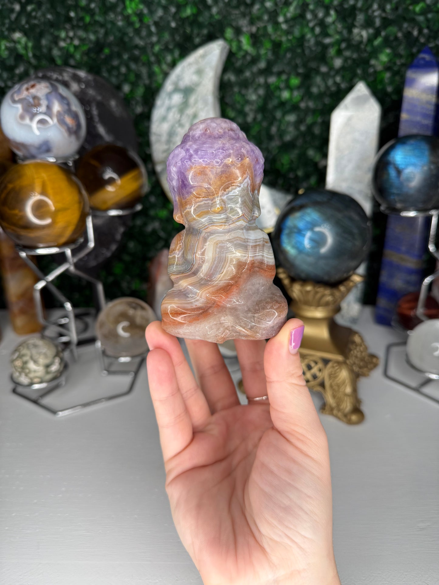 Amethyst Crazy Lace Agate Buddha