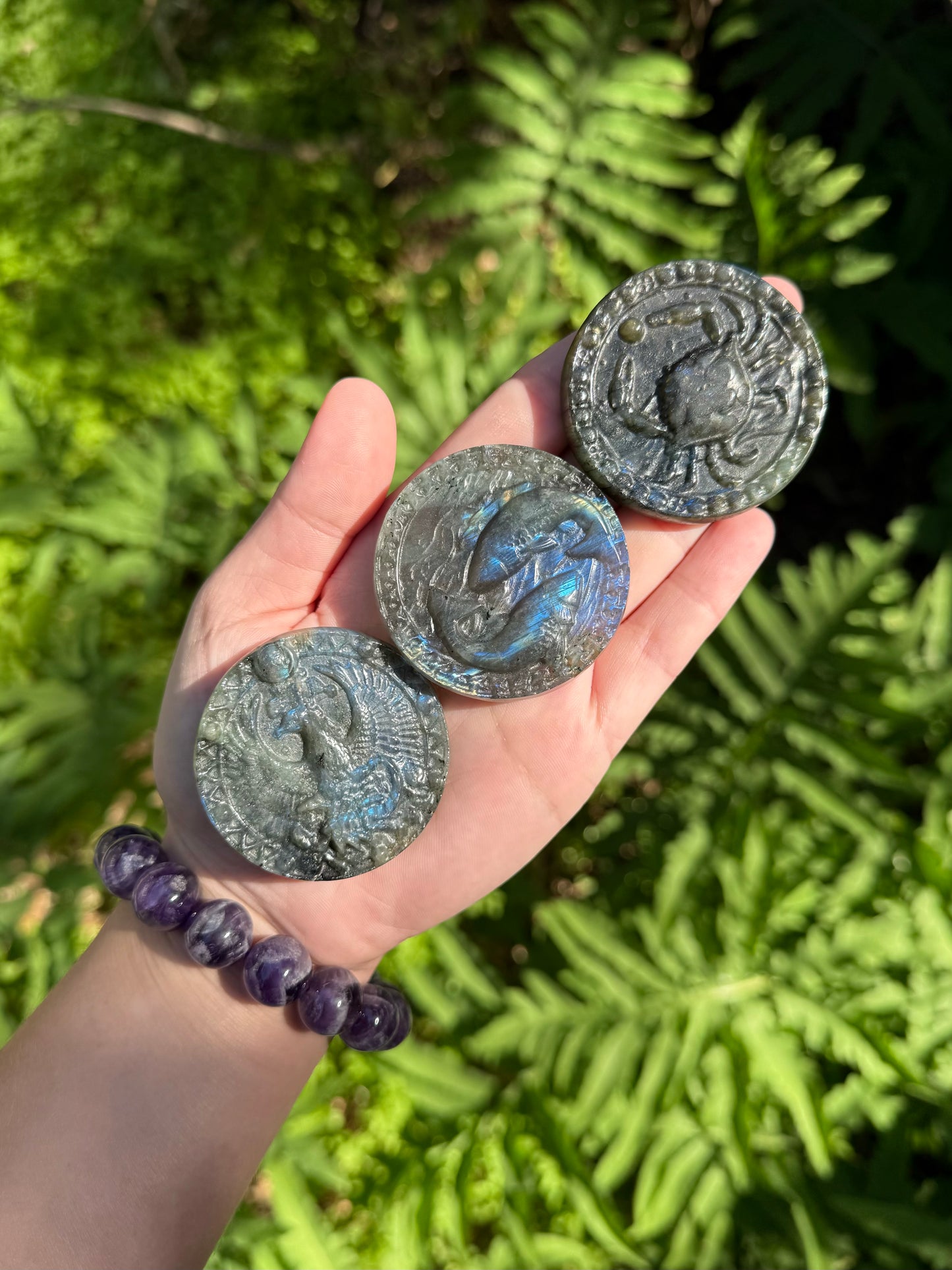 Labradorite Zodiac Carvings