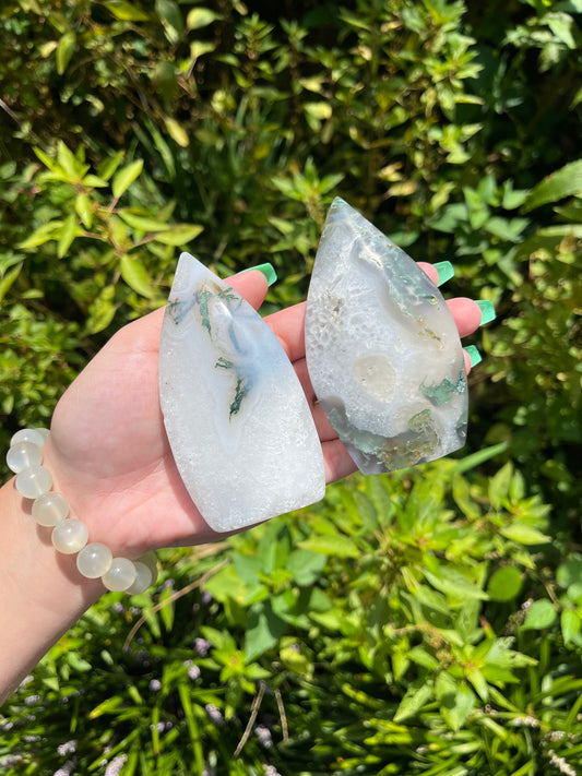 Moss Agate Teardrops