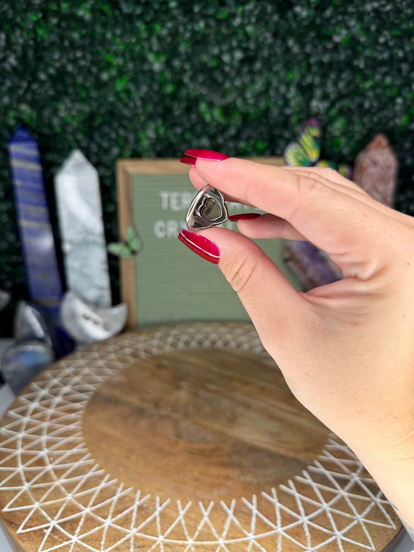 Prehnite Heart Rings