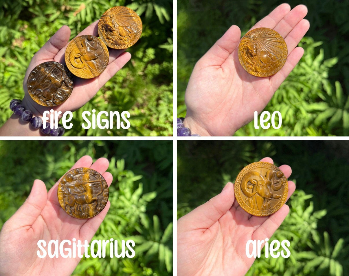 Tiger’s Eye Zodiac Carvings