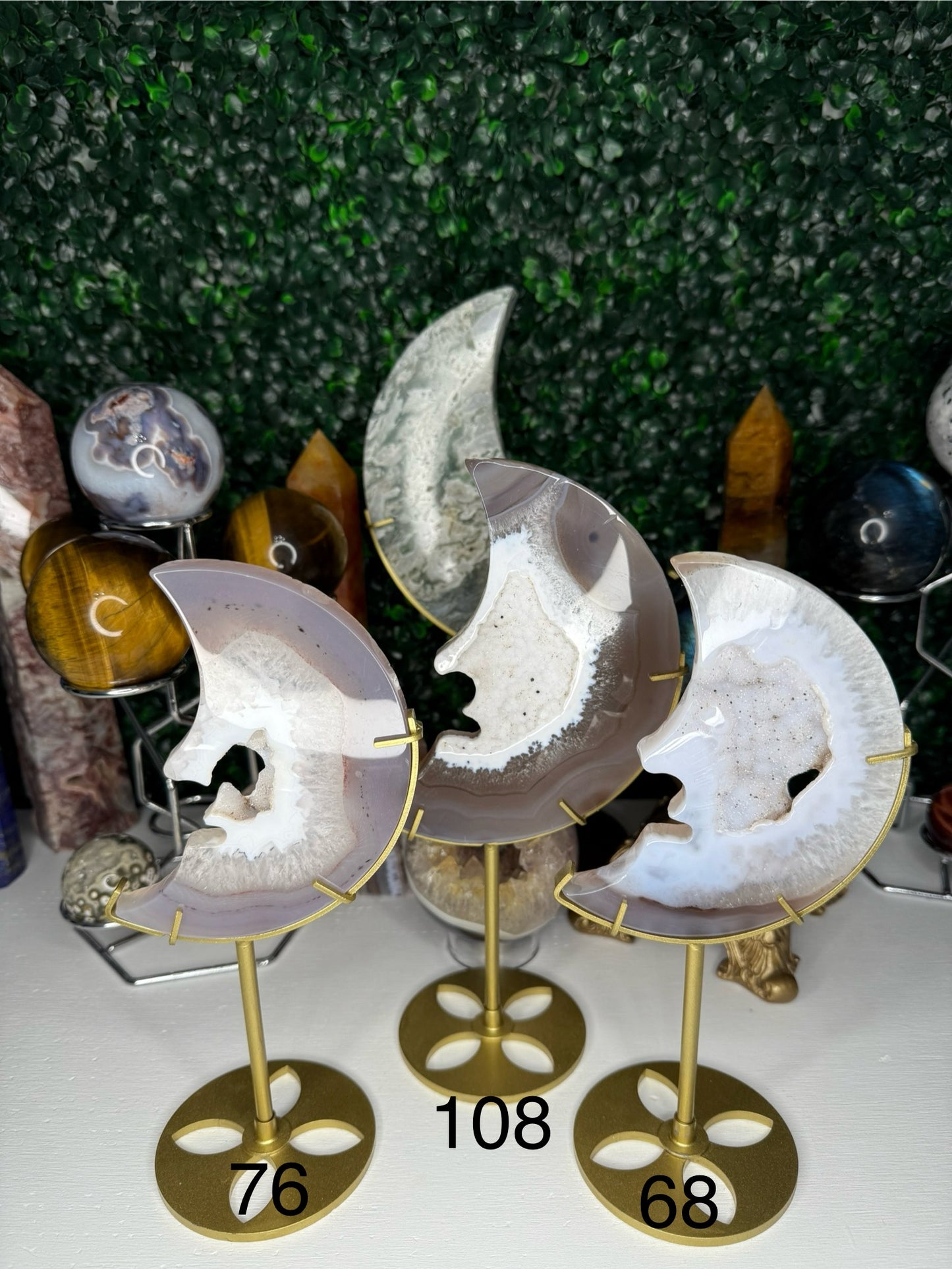 Druzy Agate Moon Faces