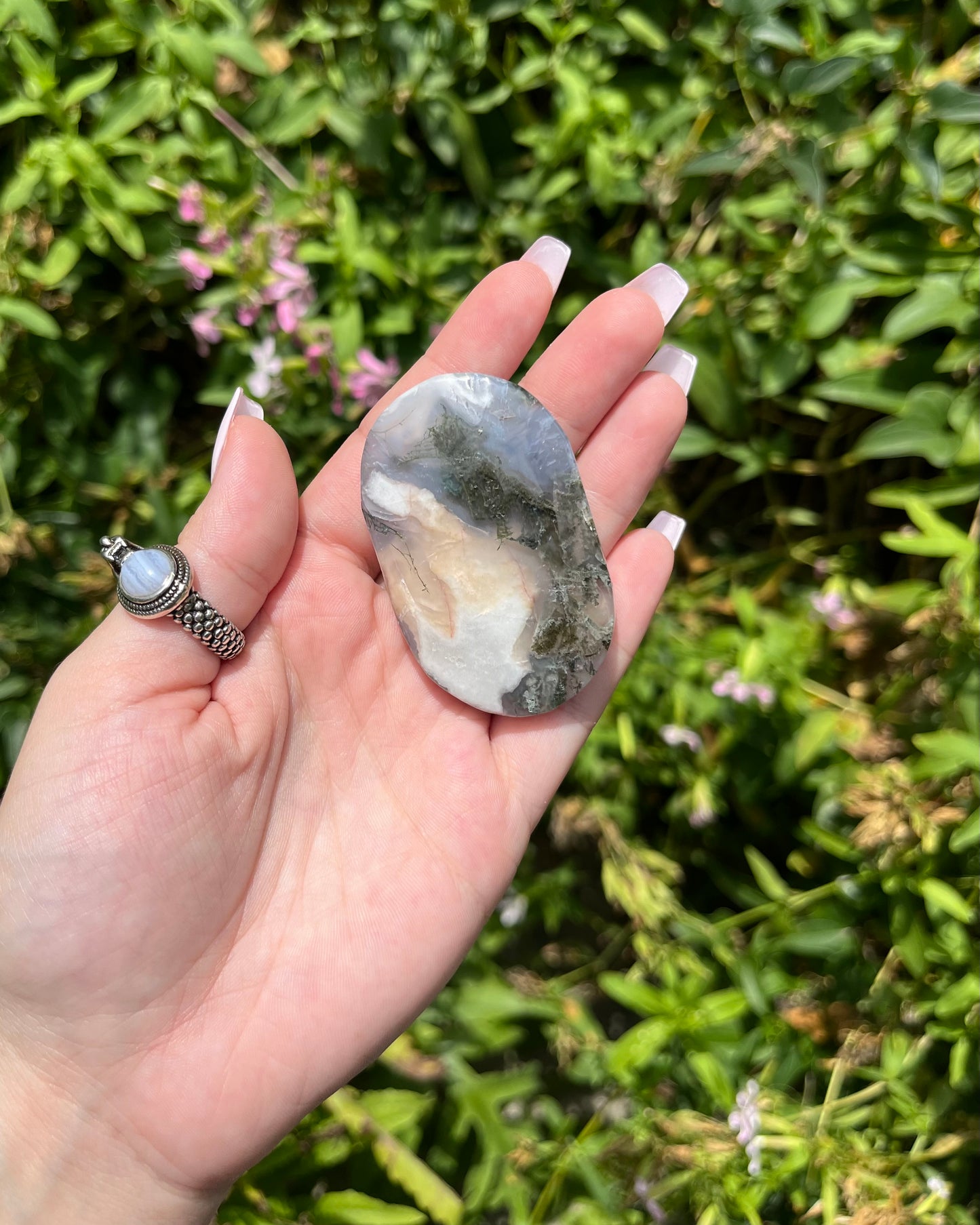 Moss Agate Palm Stones