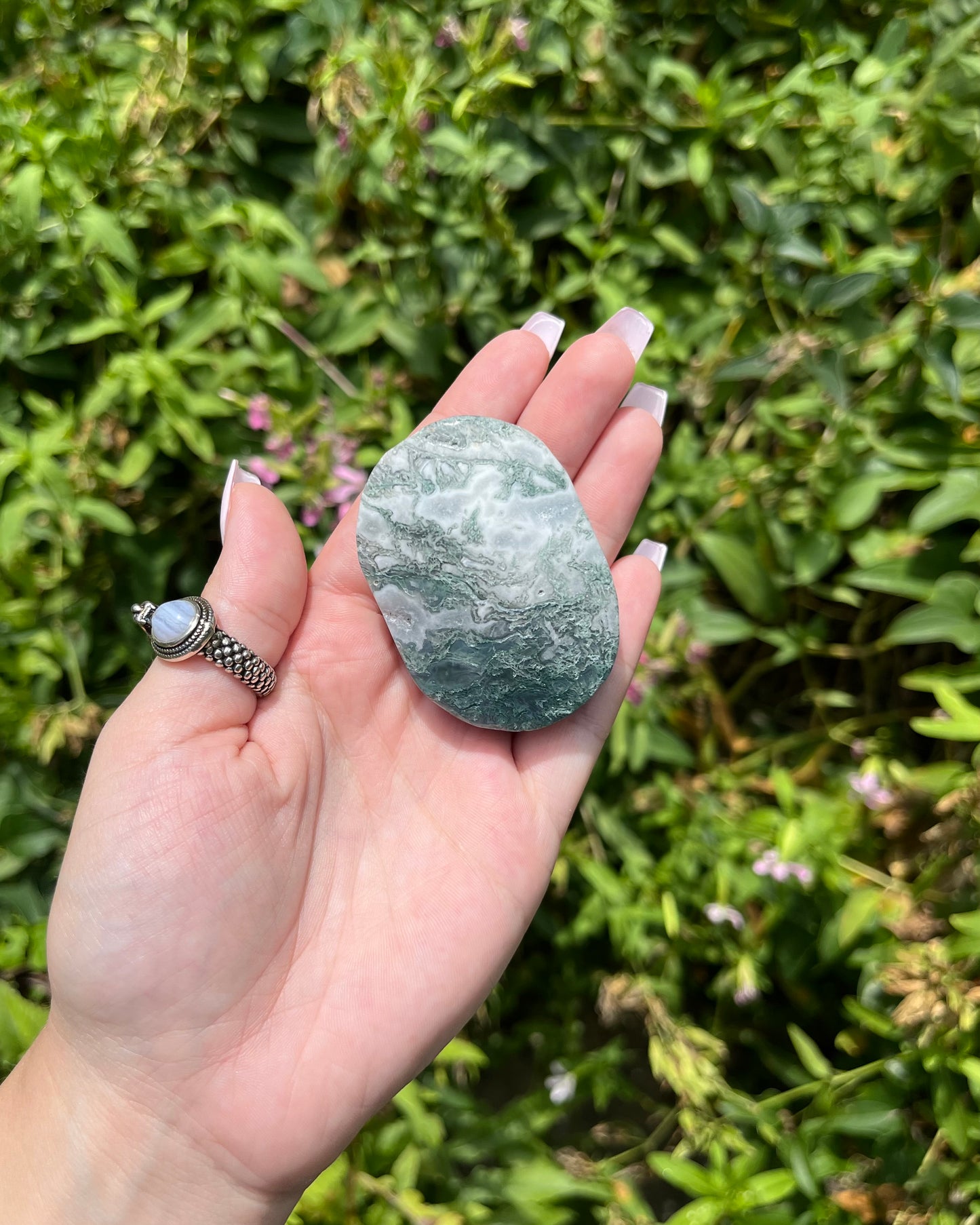 Moss Agate Palm Stones