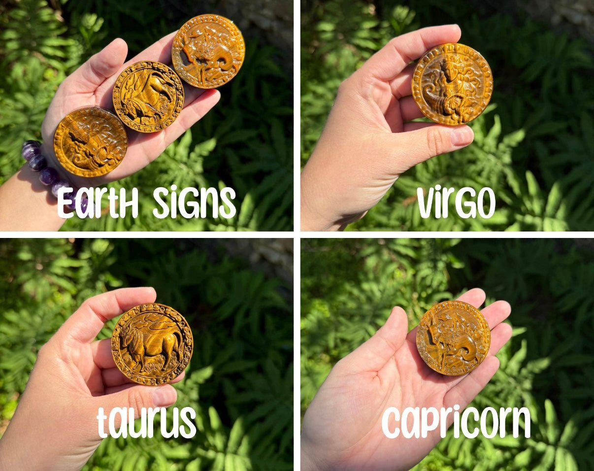 Tiger’s Eye Zodiac Carvings