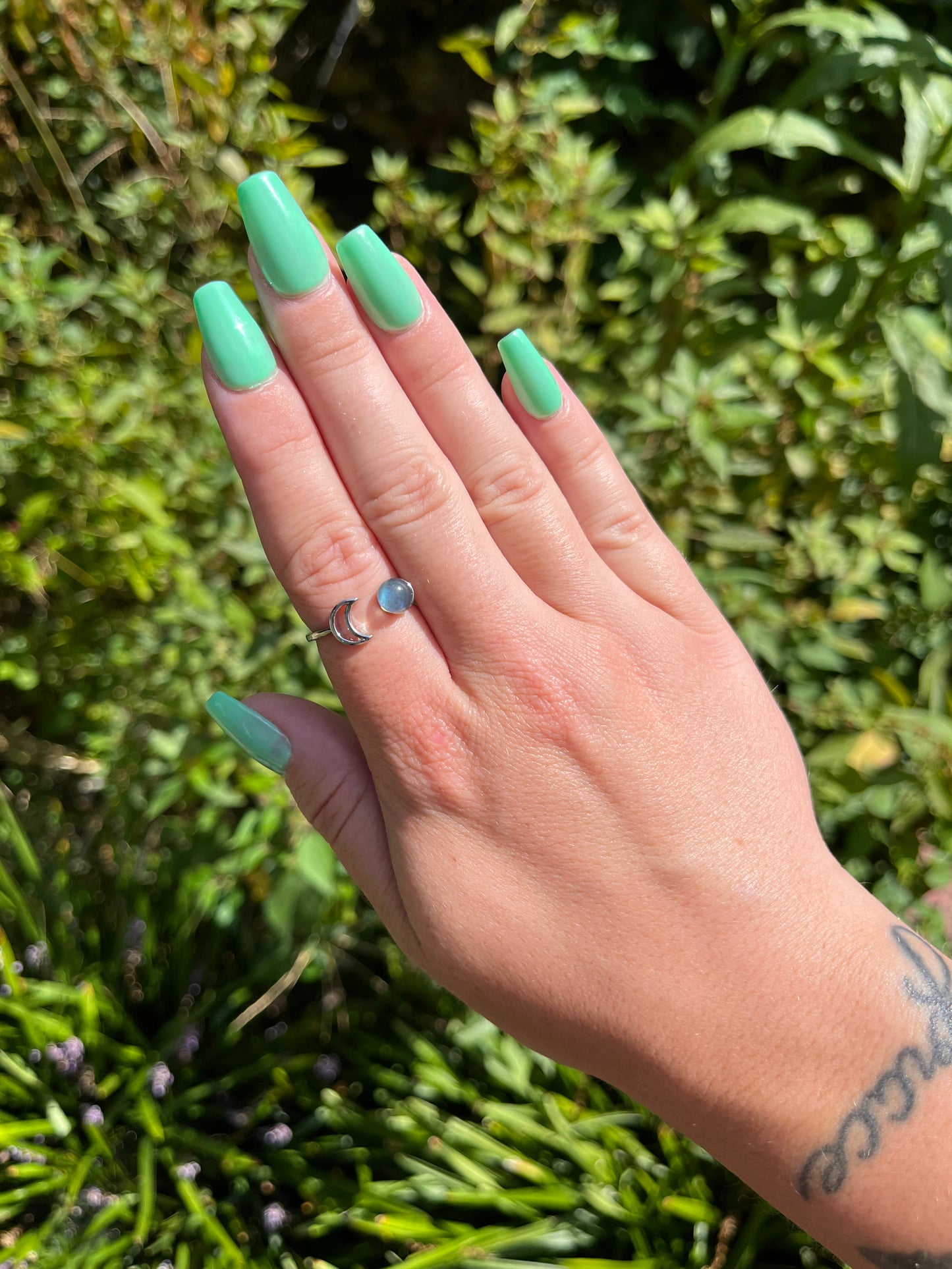 Labradorite Moon Rings