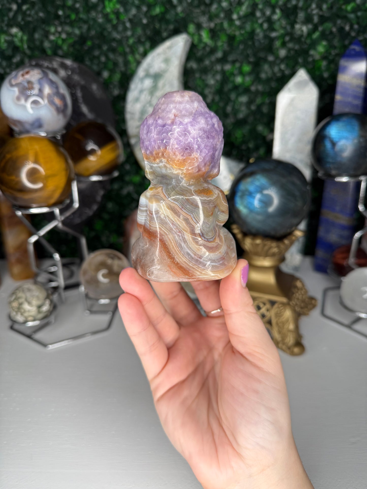 Amethyst Crazy Lace Agate Buddha