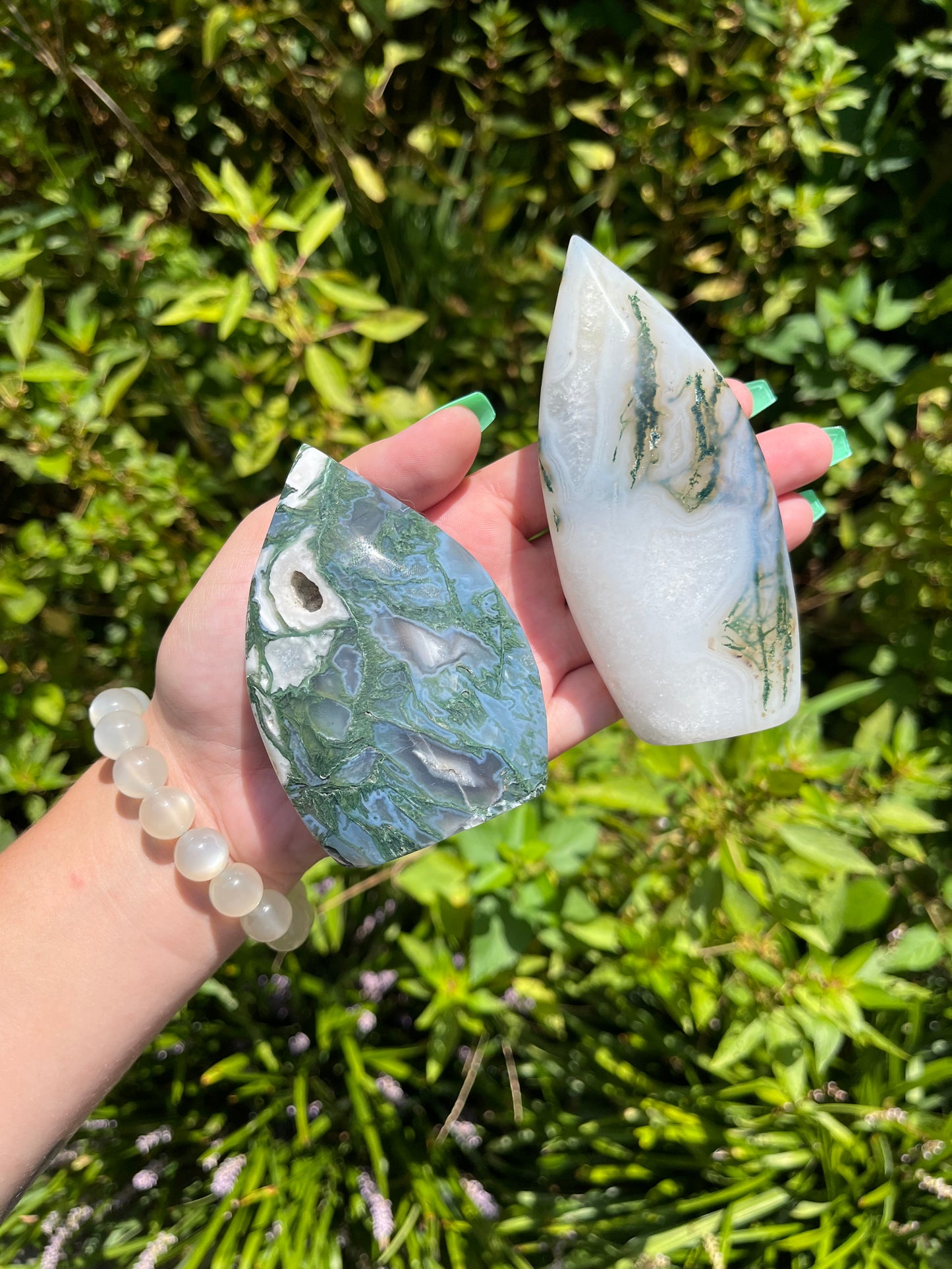 Moss Agate Teardrops