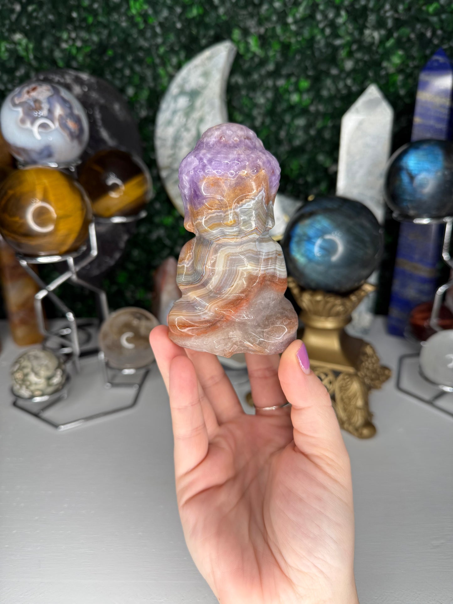 Amethyst Crazy Lace Agate Buddha