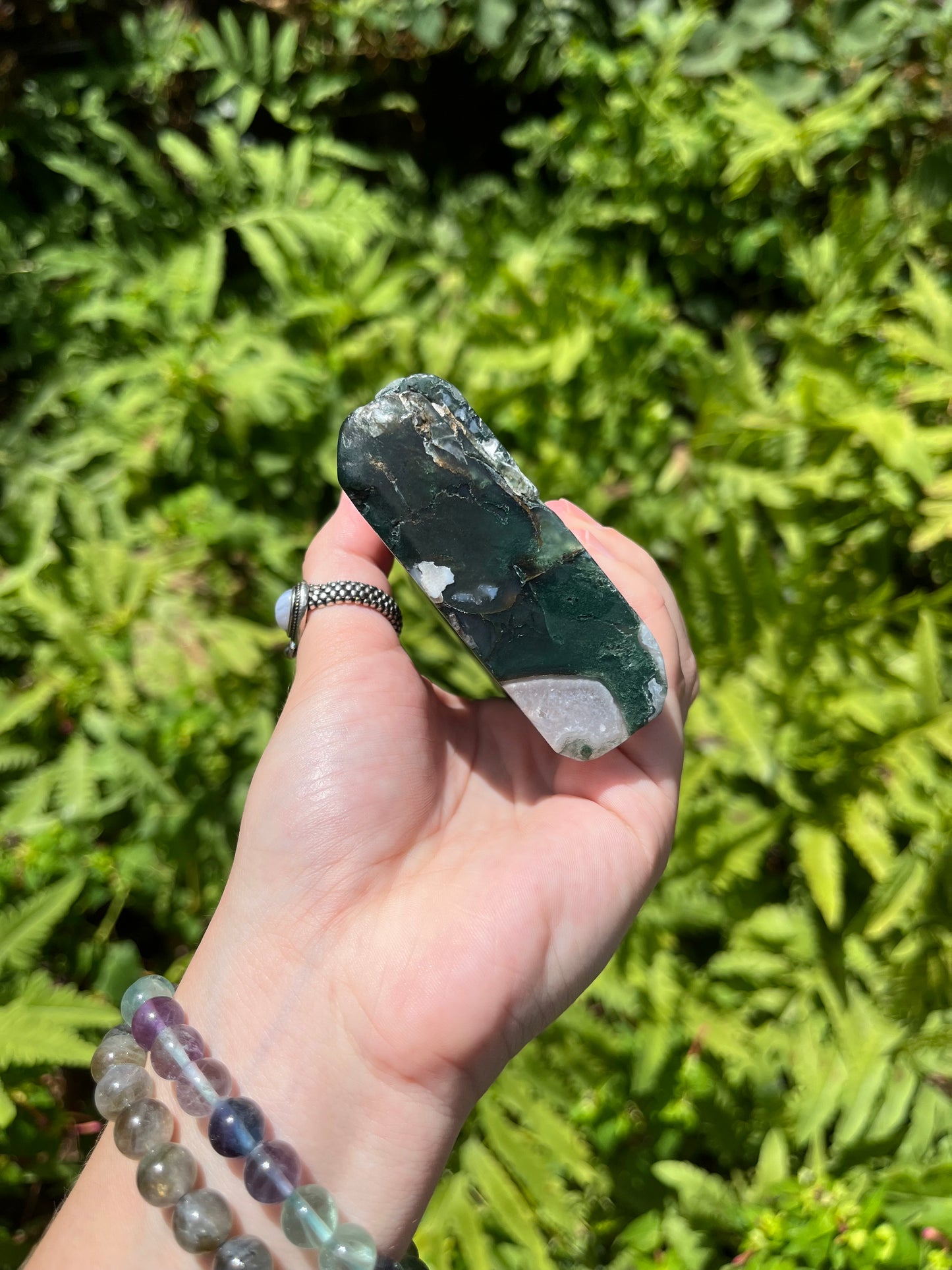 Moss Agate Moon Face