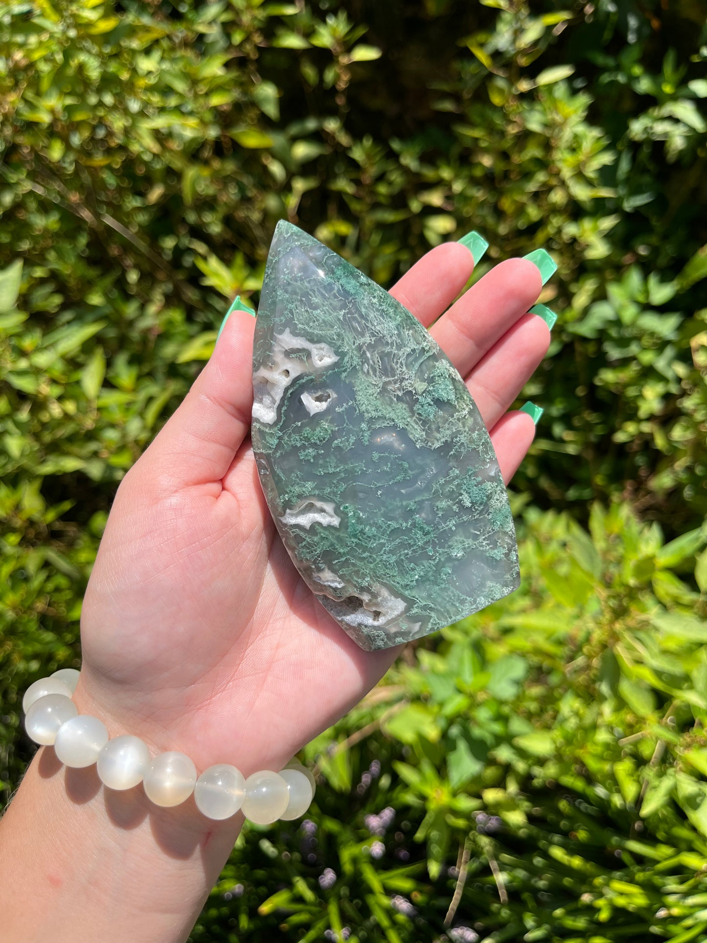 Moss Agate Teardrops