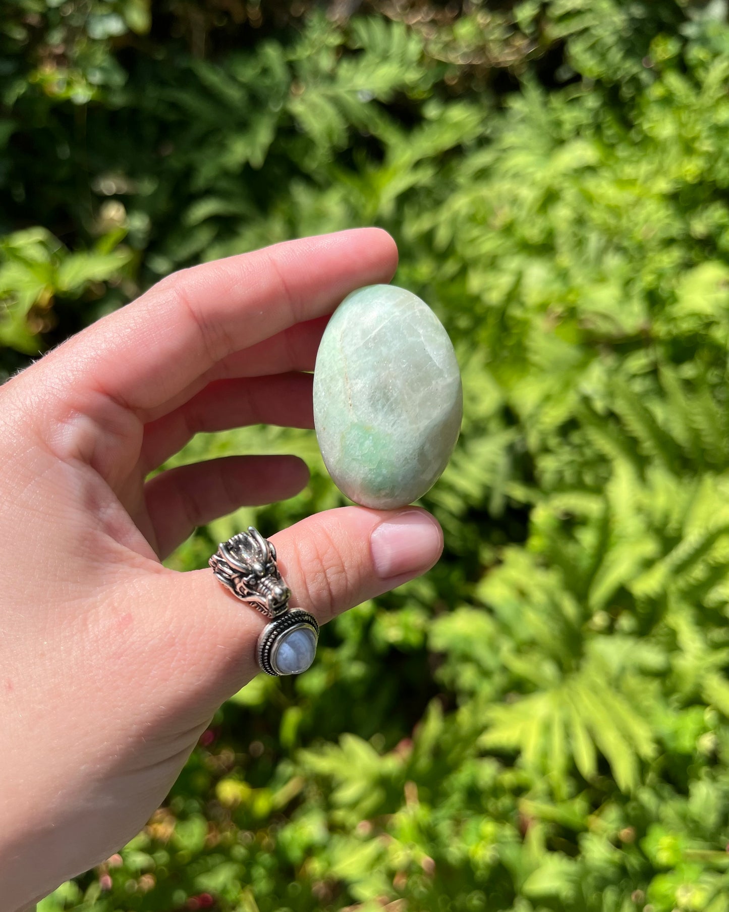 Green Moonstone Palm Stones