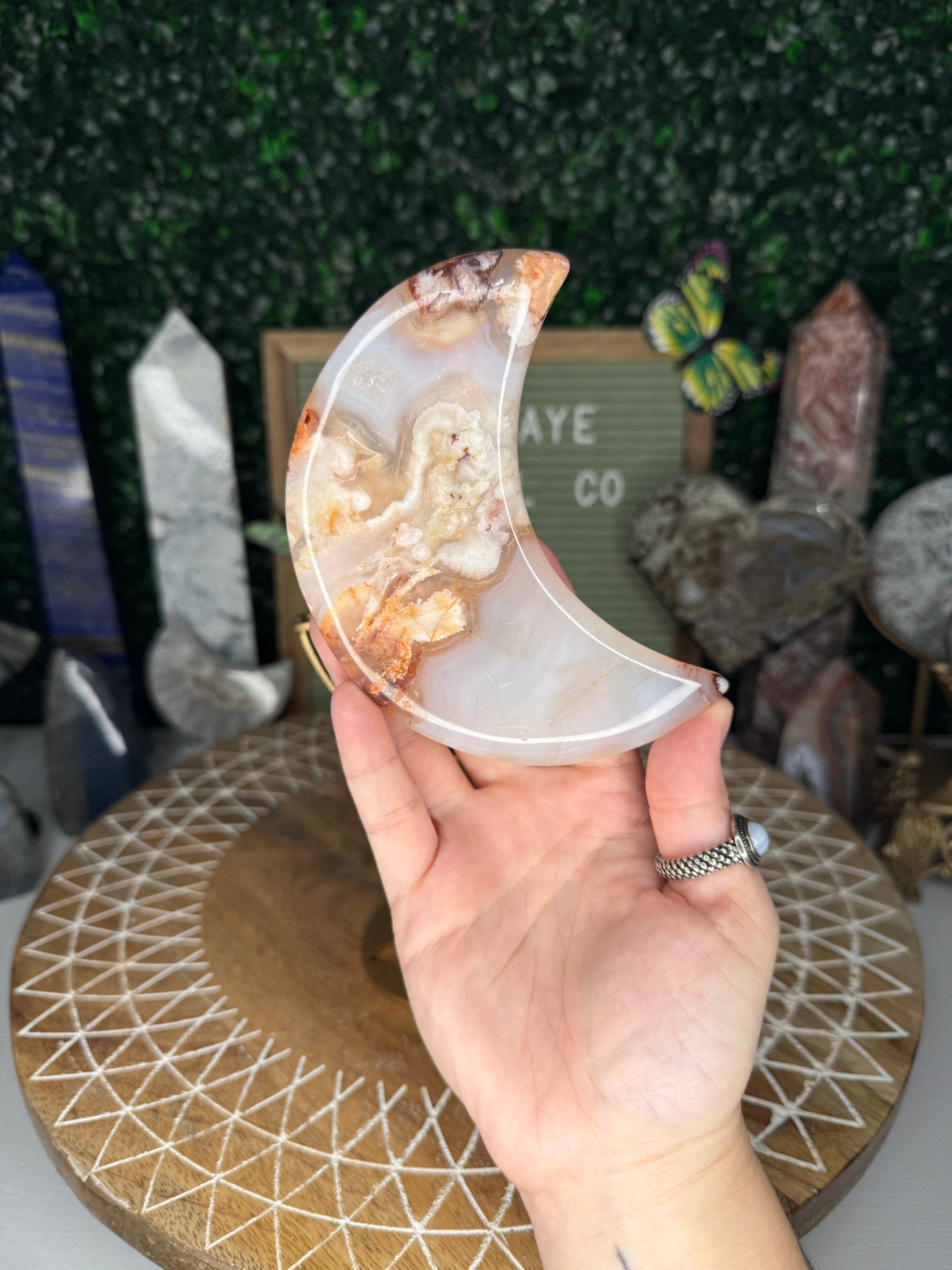 Flower Agate Mixed Carnelian Moon