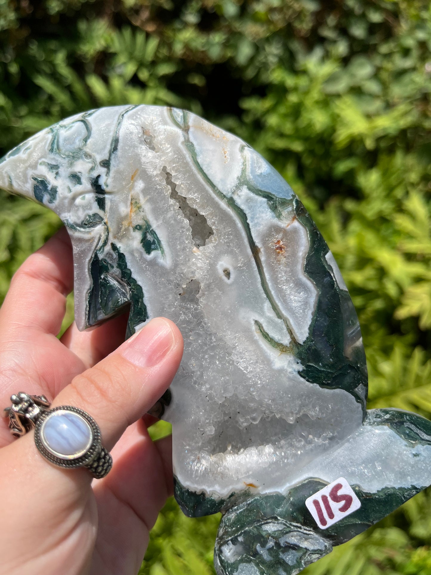 Moss Agate Moon Face