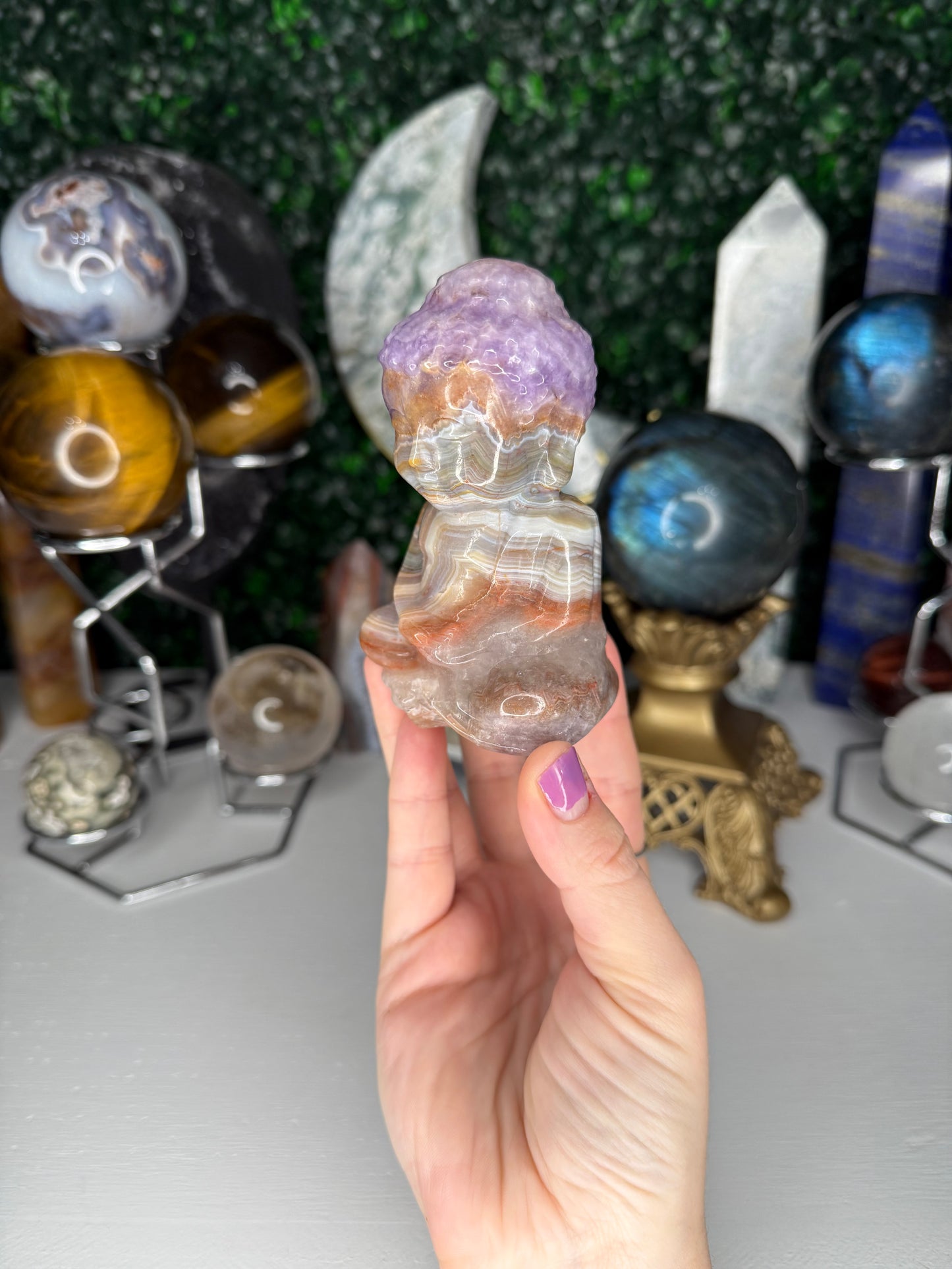 Amethyst Crazy Lace Agate Buddha