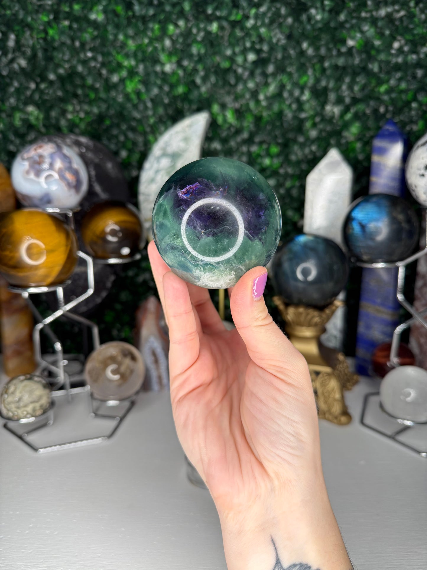 Feather Fluorite Sphere