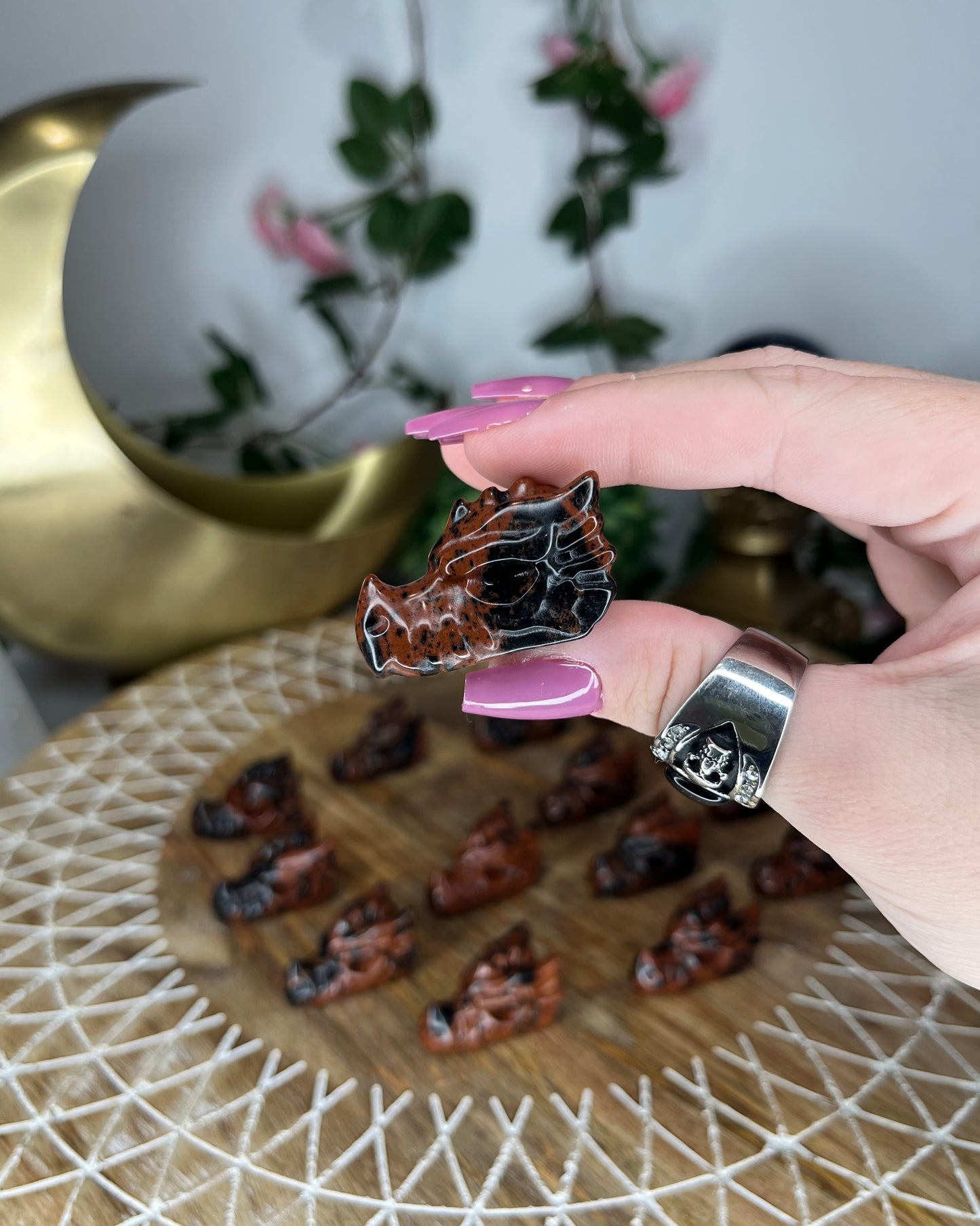 Mahogany Obsidian Dragon Heads