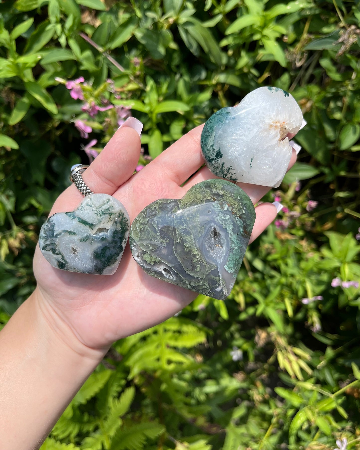 Moss Agate Hearts