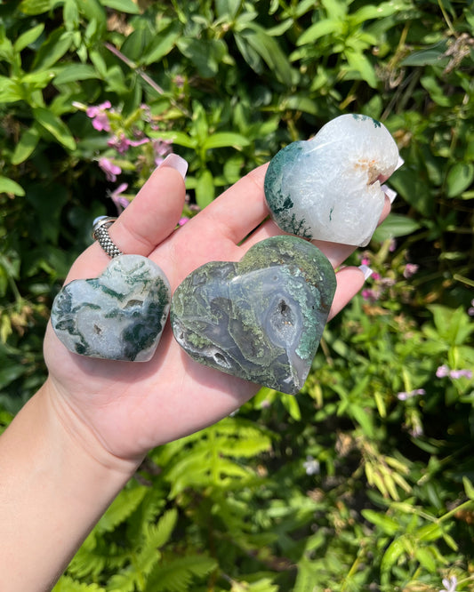 Moss Agate Hearts