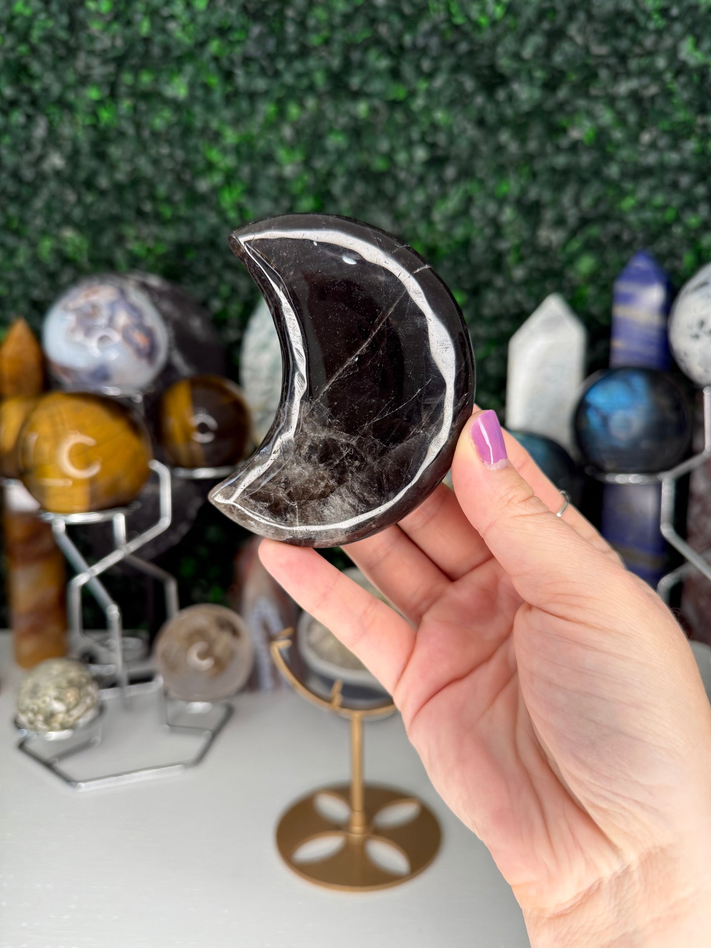 Black Rose Quartz Moon