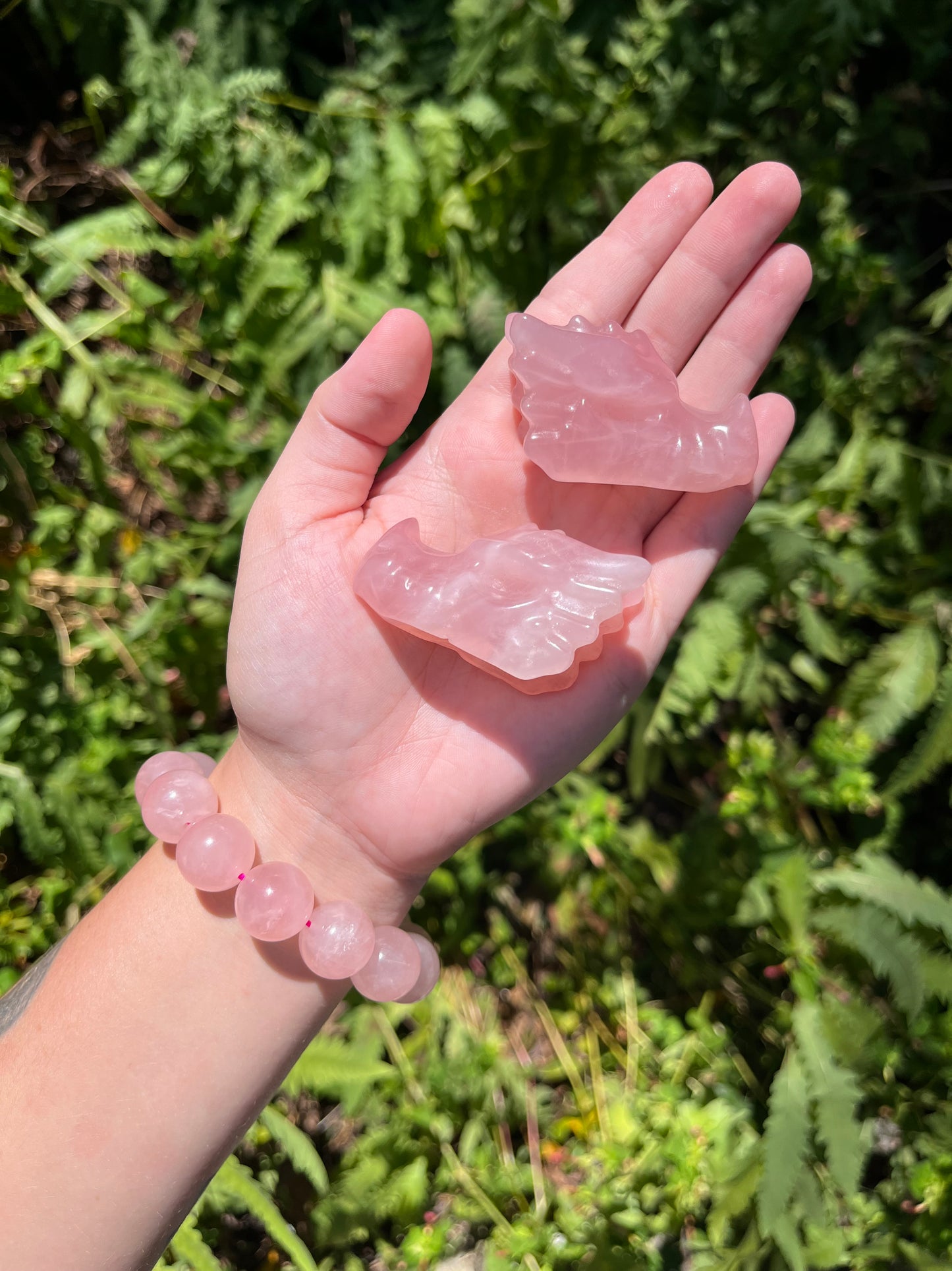 Rose Quartz Dragon Heads