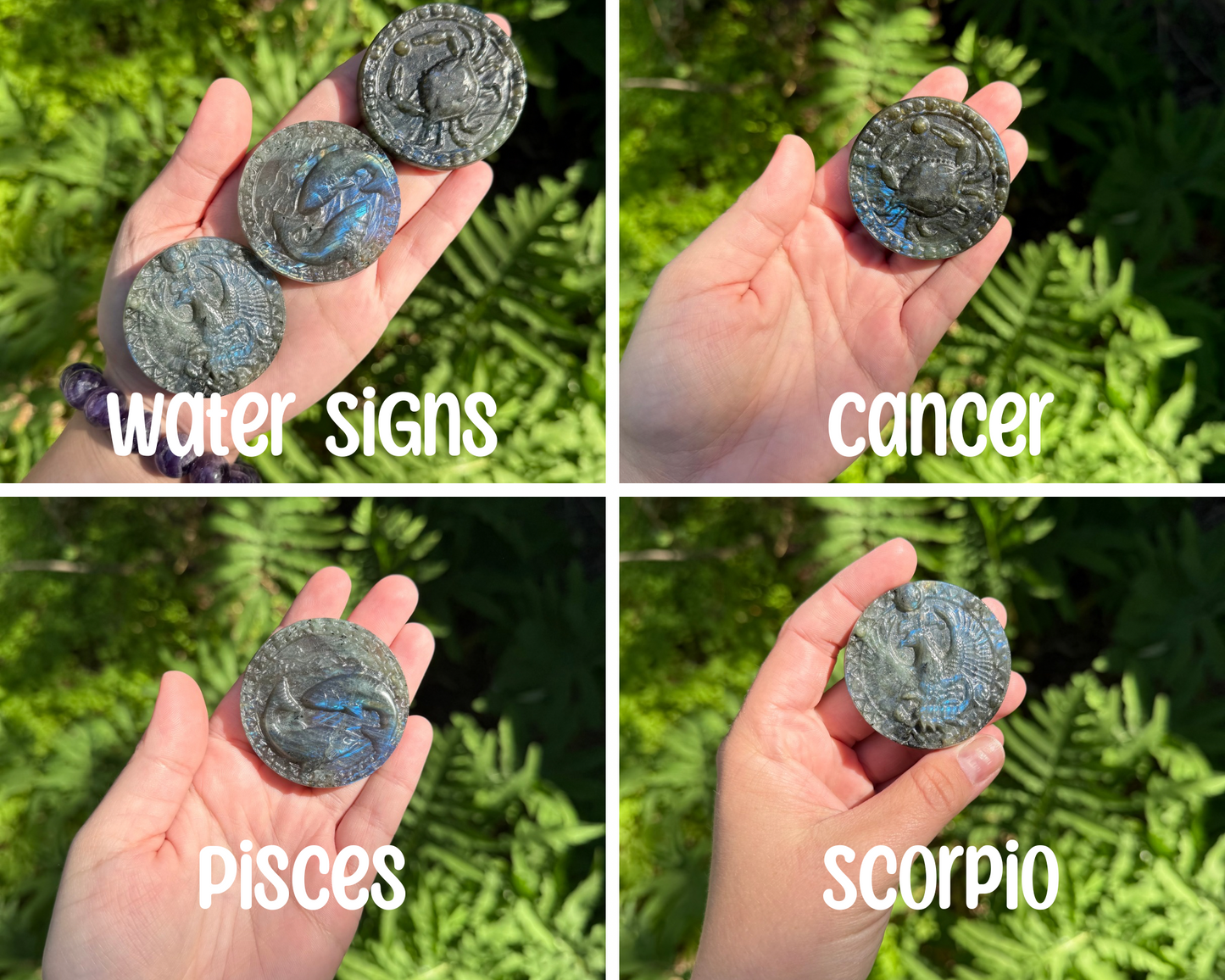 Labradorite Zodiac Carvings