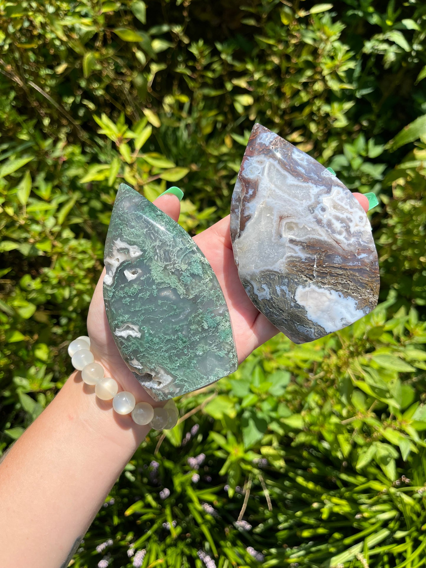 Moss Agate Teardrops