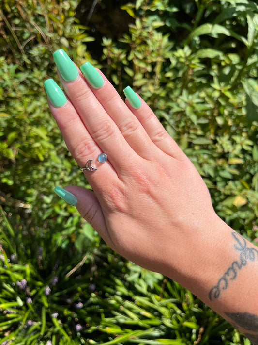 Labradorite Moon Rings