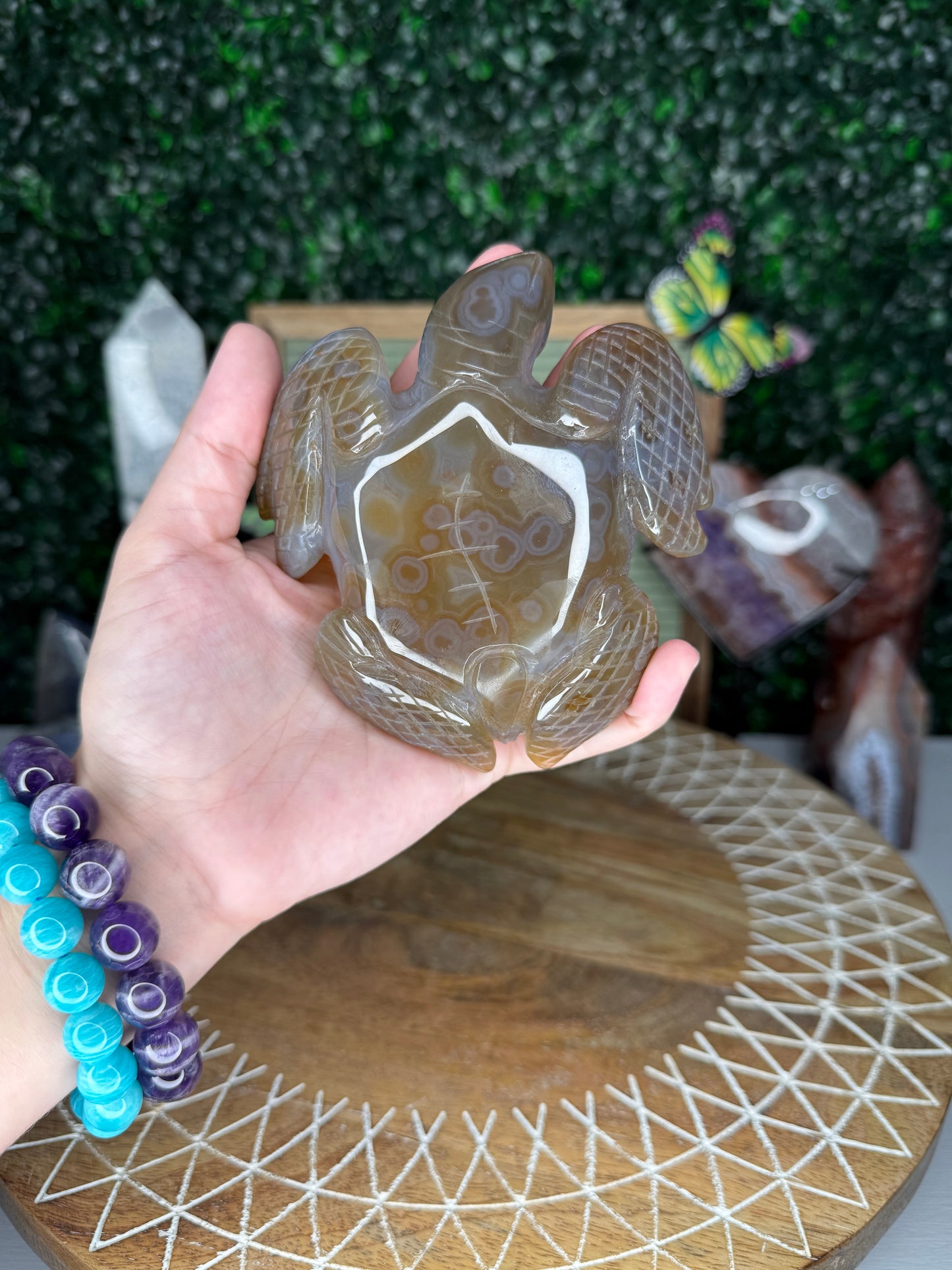 Druzy Agate Turtle Carving